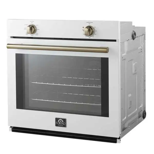 Forno Vomero 30-Inch Wall Oven with 5 cu.ft Total Capacity in White with Antique Brass Handle (FBOEL1370-30WHT) - Image 3