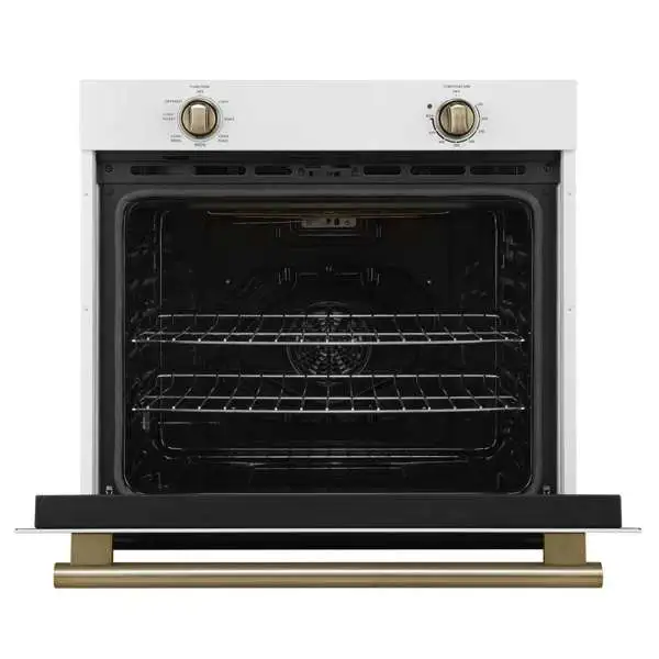 Forno Vomero 30-Inch Wall Oven with 5 cu.ft Total Capacity in White with Antique Brass Handle (FBOEL1370-30WHT) - Image 4