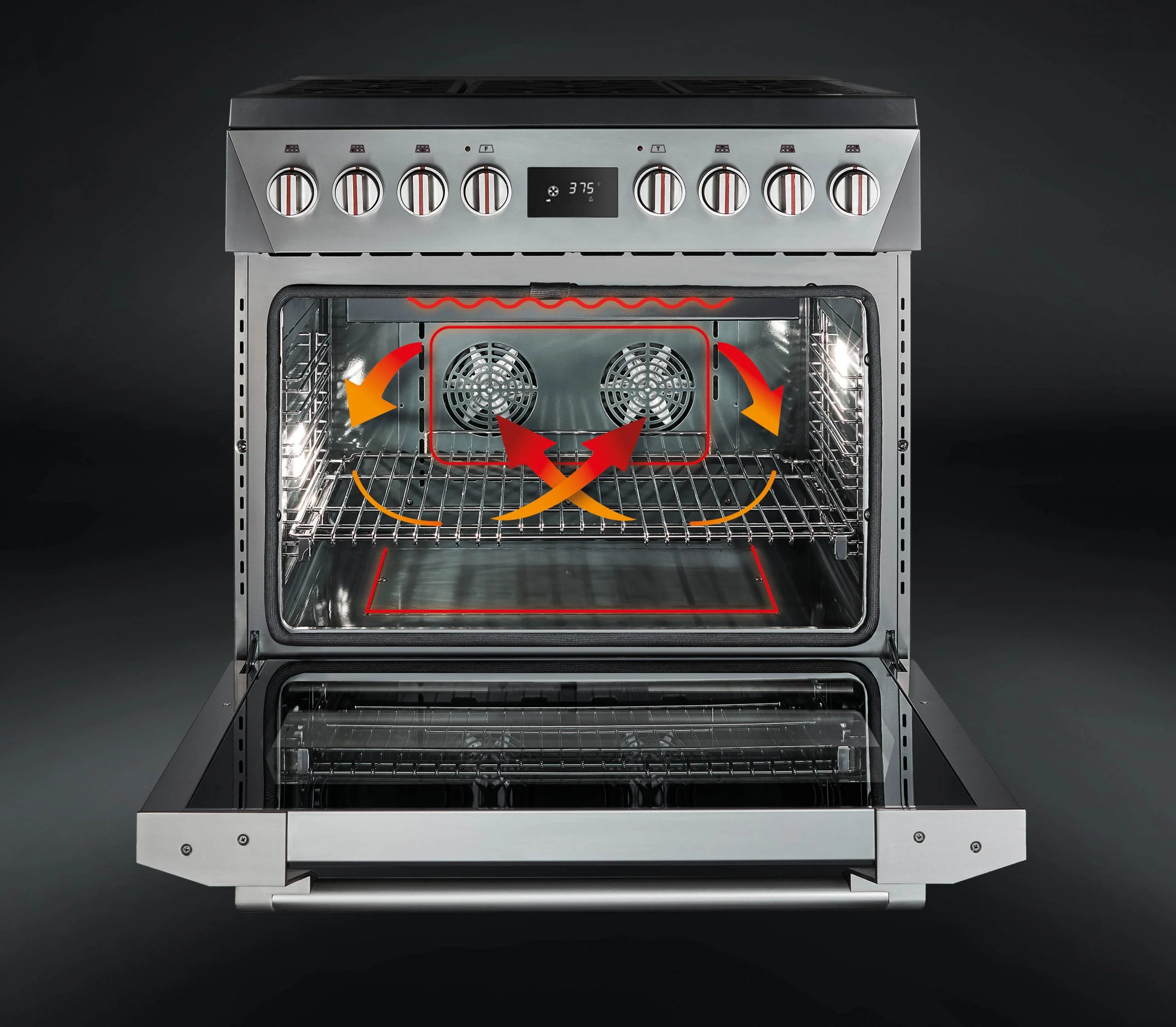 Forza 36-Inch Professional Dual Fuel Range in Audace Black (FR366DF-K) - Image 6