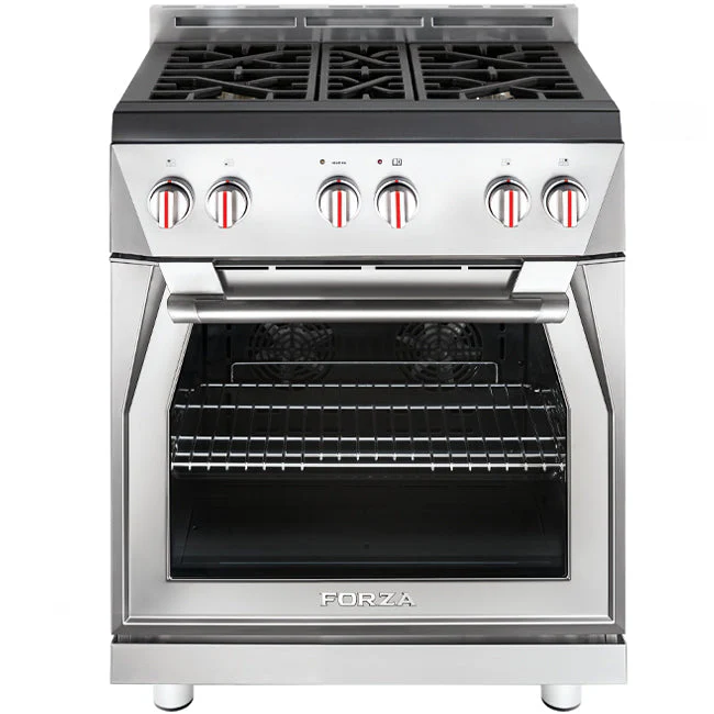 Forza 4-Piece Appliance Package - 30-Inch Gas Range, Pro-Style Range Hood, 24-Inch Dishwasher and Refrigerator in Stainless Steel - Image 2