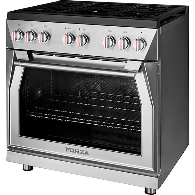 Forza 4-Piece Appliance Package - 36-Inch Gas Range, Under Cabinet Range Hood, 24-Inch Dishwasher and Refrigerator in Stainless Steel - Image 4