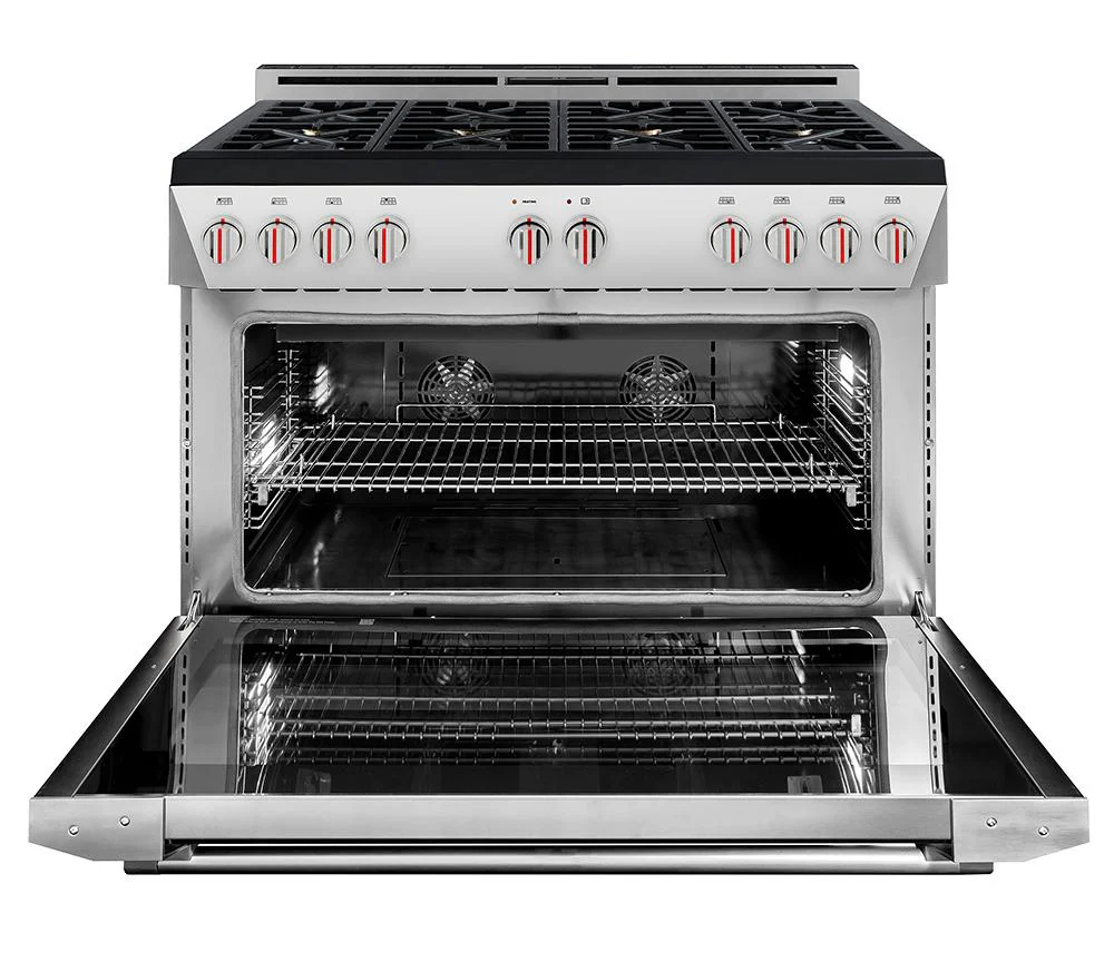 Forza 4-Piece Appliance Package - 48-Inch Gas Range, 18-Inch Tall Range Hood, 24-Inch Dishwasher and Refrigerator in Stainless Steel - Image 3