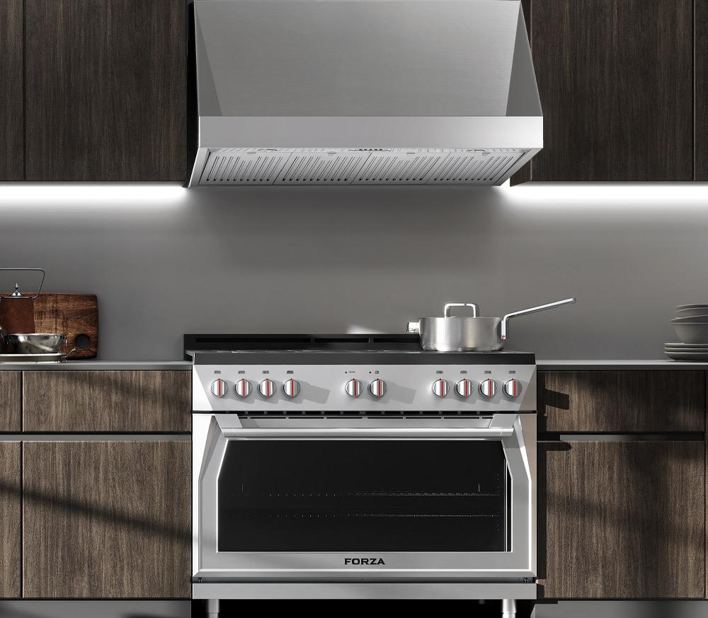 Forza 4-Piece Appliance Package - 48-Inch Gas Range, 24-Inch Tall Range Hood, 24-Inch Dishwasher and Refrigerator in Stainless Steel - Image 14