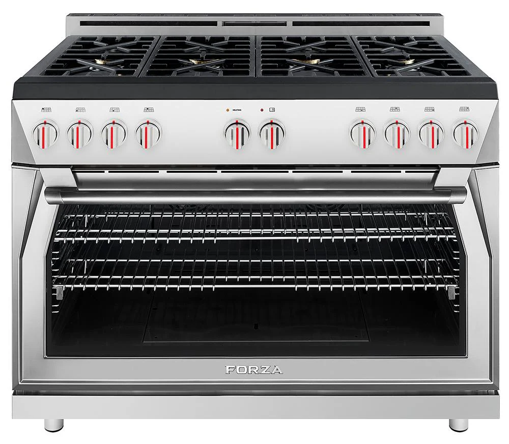 Forza 4-Piece Appliance Package - 48-Inch Gas Range, 24-Inch Tall Range Hood, 24-Inch Dishwasher and Refrigerator in Stainless Steel - Image 2