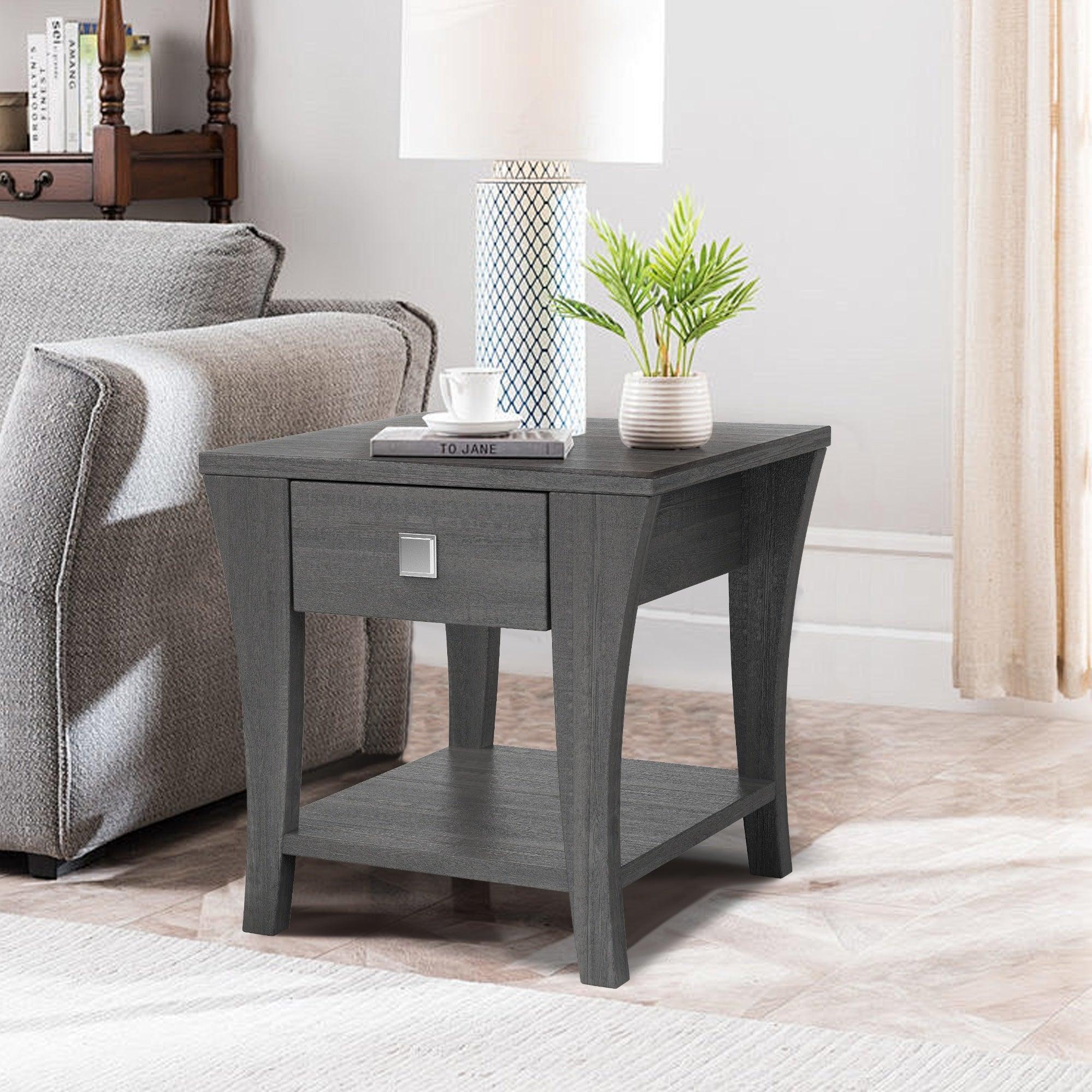 Parrot Uncle Furniture of America Amity End Table, Gray (CM4085E-PU) - Image 2