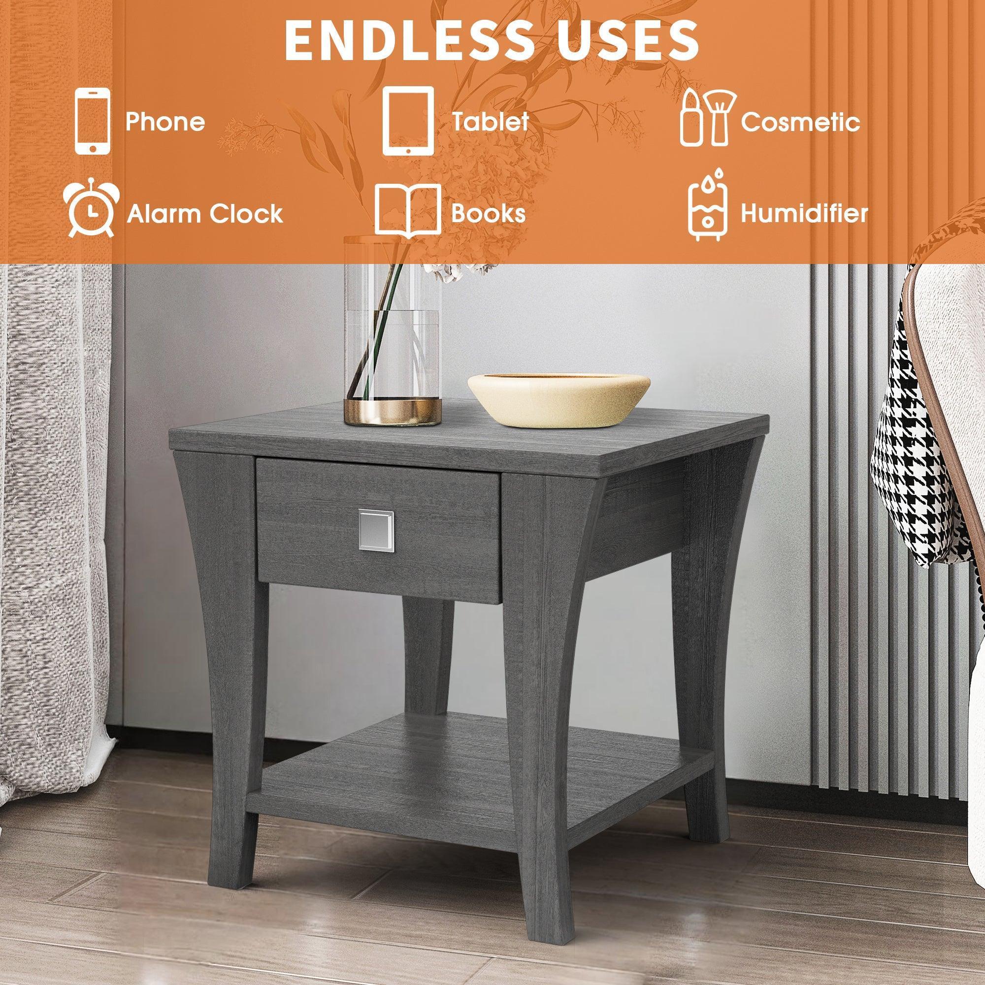 Parrot Uncle Furniture of America Amity End Table, Gray (CM4085E-PU) - Image 4