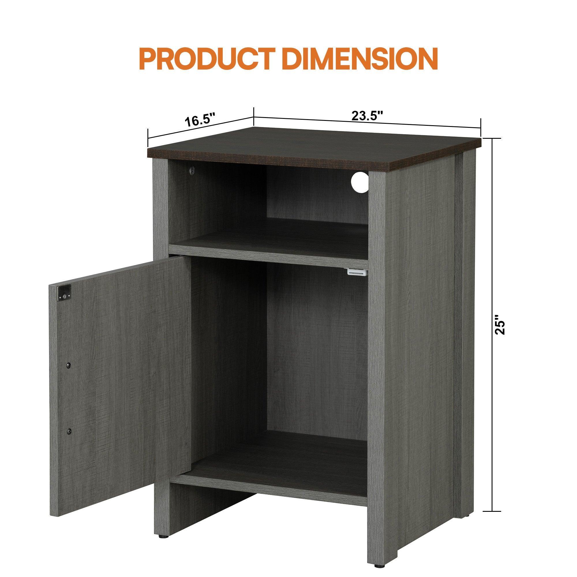 Parrot Uncle Furniture of America Farmhouse Grey 16-Inch Side Table with Barn Door and Open Shelf (SL-AC4002-PU) - Image 6