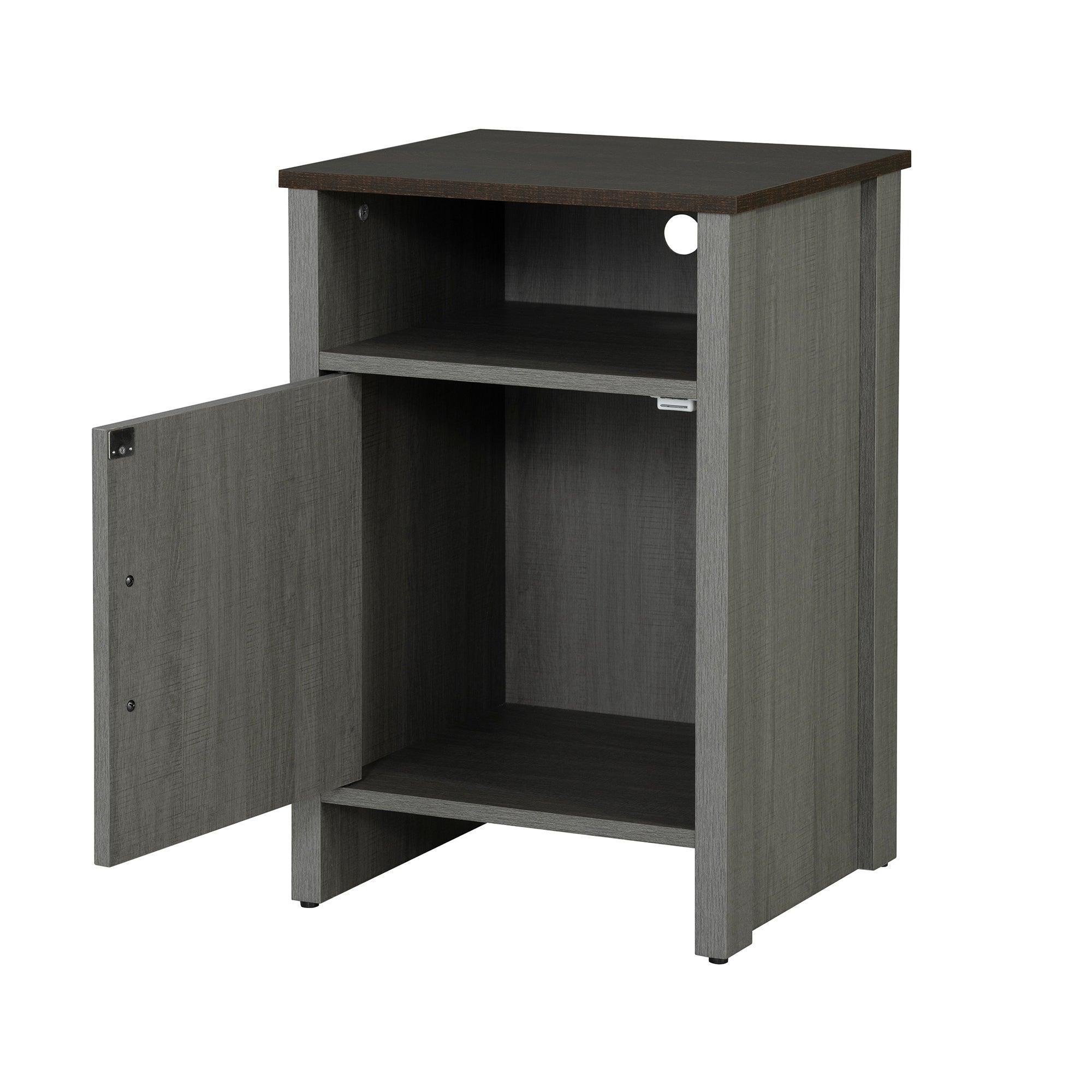 Parrot Uncle Furniture of America Farmhouse Grey 16-Inch Side Table with Barn Door and Open Shelf (SL-AC4002-PU) - Image 9