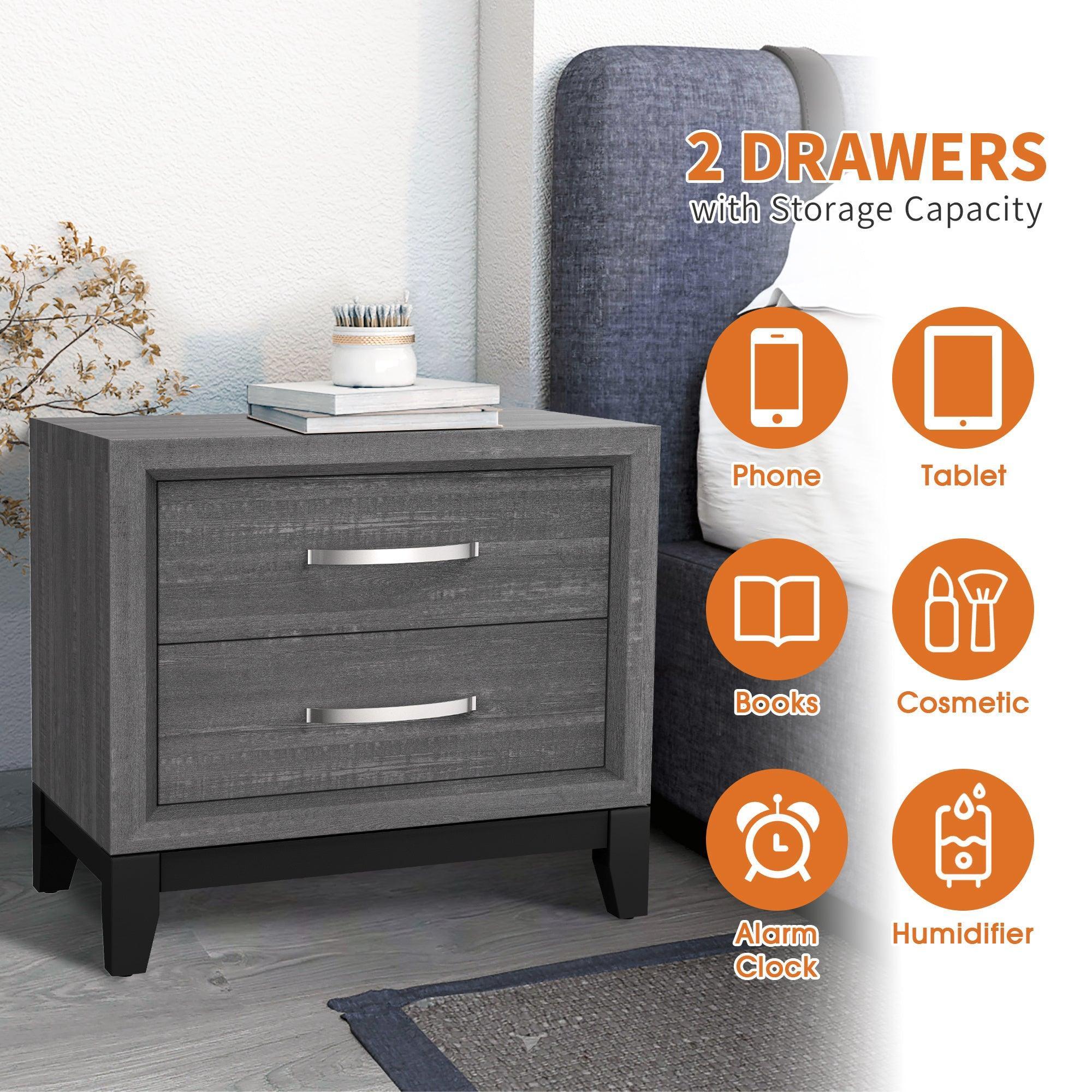 Parrot Uncle Furniture of America Lucien 23" Modern Wood Nightstand with 2 Drawers - Image 4