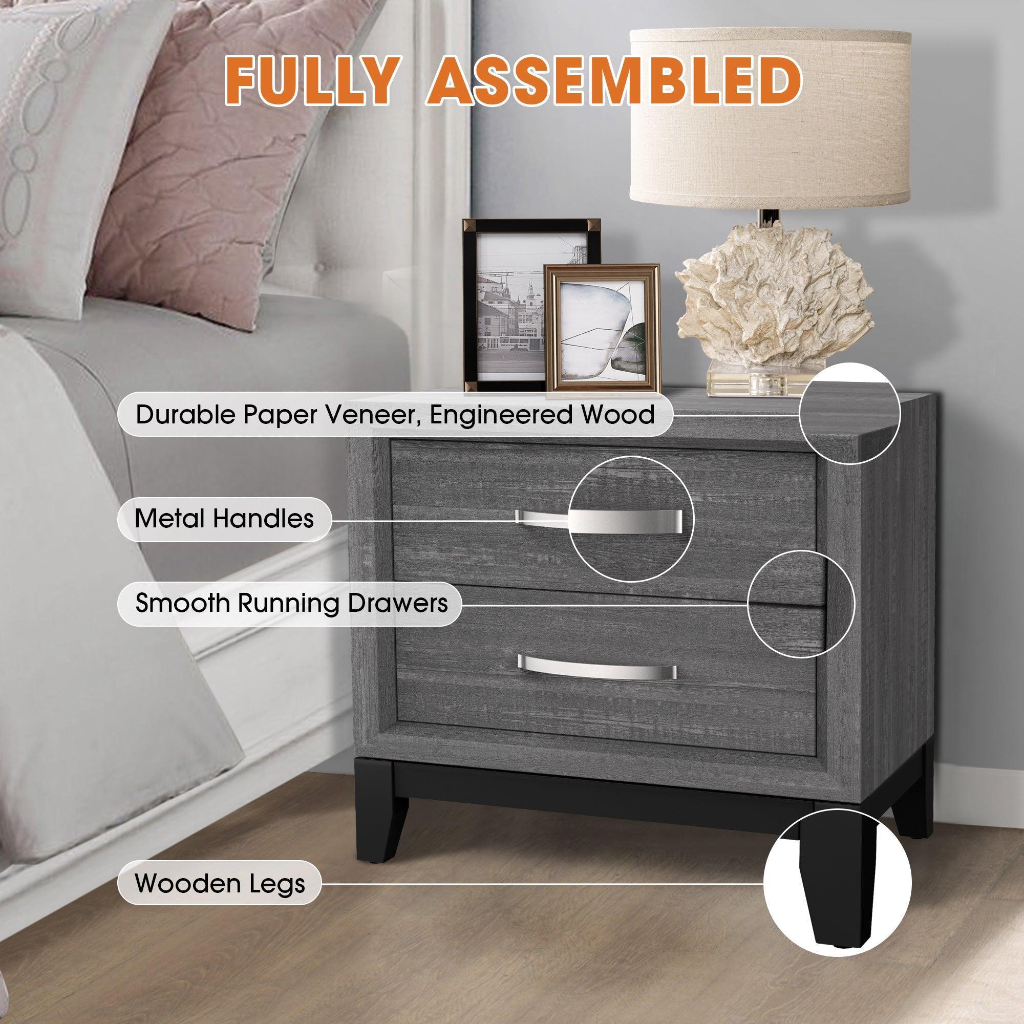 Parrot Uncle Furniture of America Lucien 23" Modern Wood Nightstand with 2 Drawers - Image 5