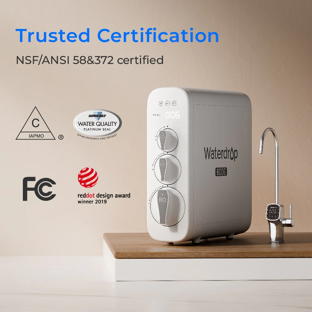 Waterdrop Reverse Osmosis System, 8 Stage Tankless Reverse Osmosis Water Filter, NSF/ANSI 42 & 53 & 58 & 372 Certified, Under Sink RO System, 2:1 Pure to Drain, Smart LED Faucet (WD-G3P600) - Image 3