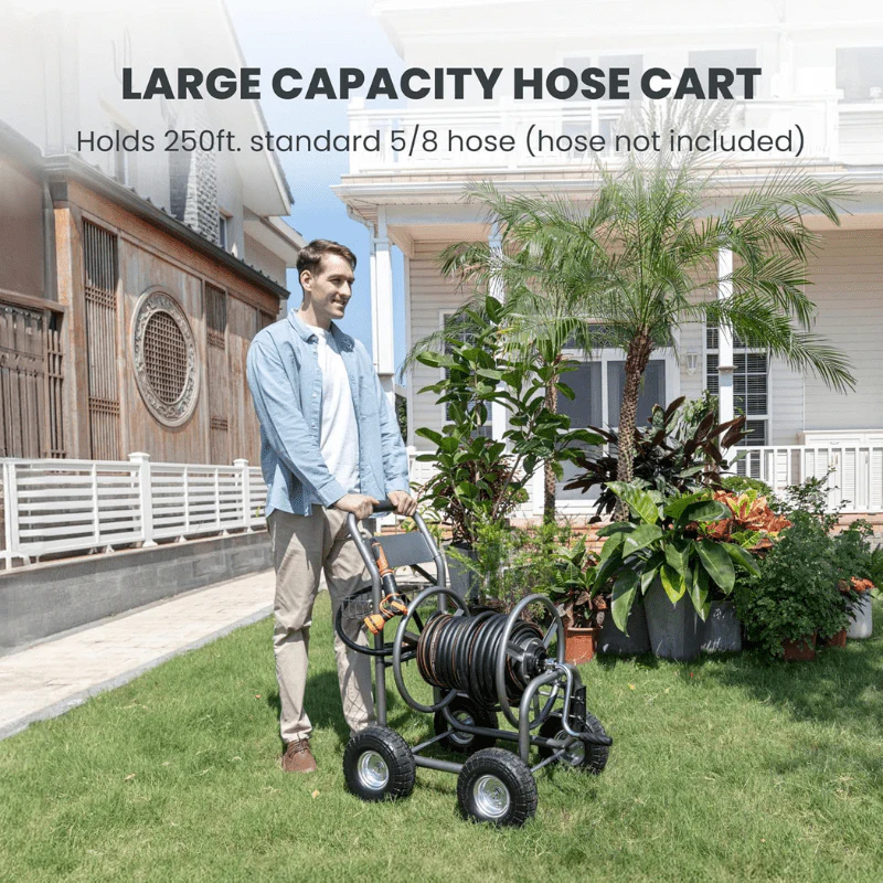 Giraffe Tools Heavy Duty Garden Hose Reel Cart 4 Wheels (HC03CUS) - Image 2