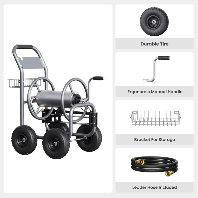 Giraffe Tools Heavy Duty Garden Hose Reel Cart 4 Wheels (HC03CUS) - Image 9