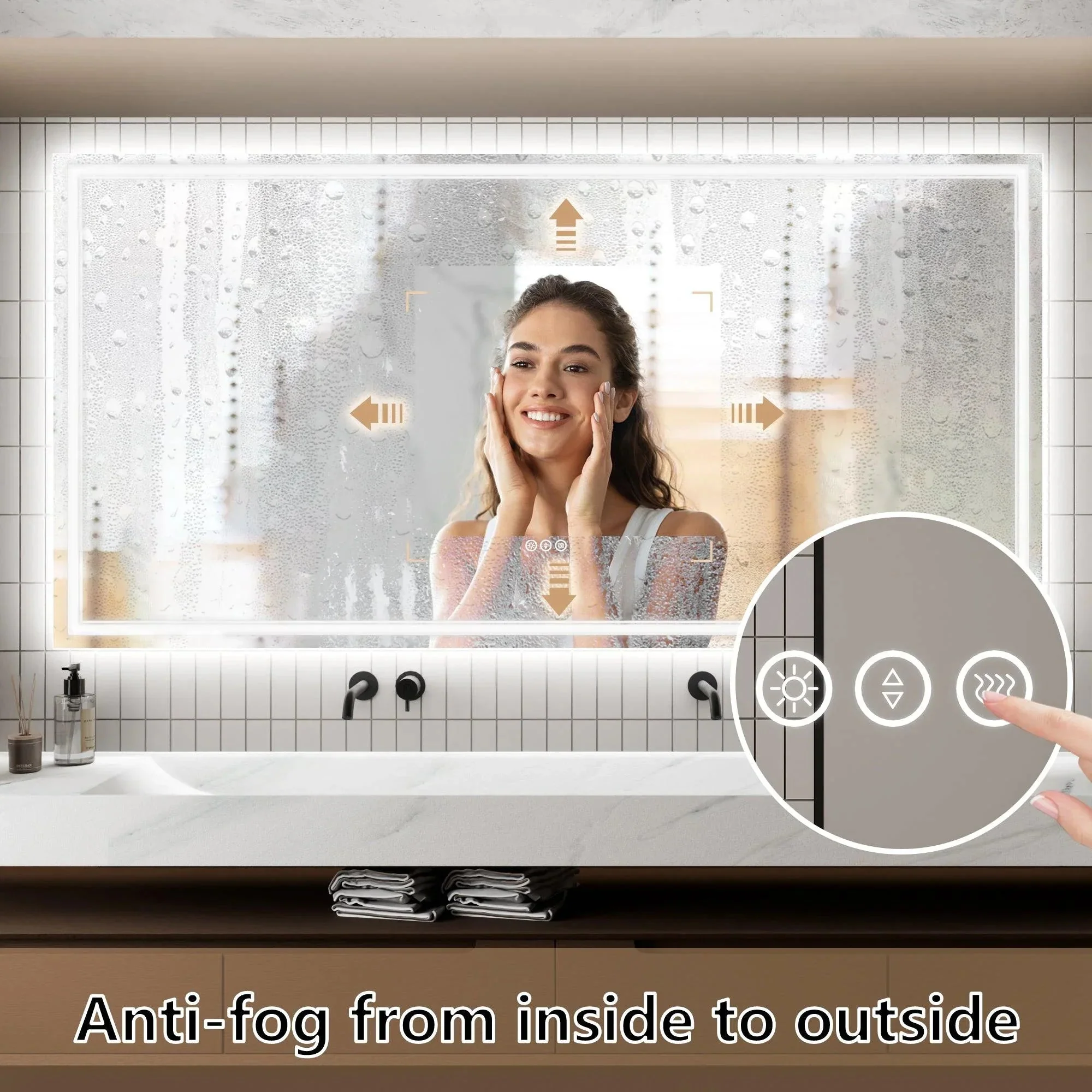 Parrot Uncle GlareGuard Anti-Fog Bathroom Dimmable Led Mirror Backlit Illuminated Mirror Touch Switch - Image 10