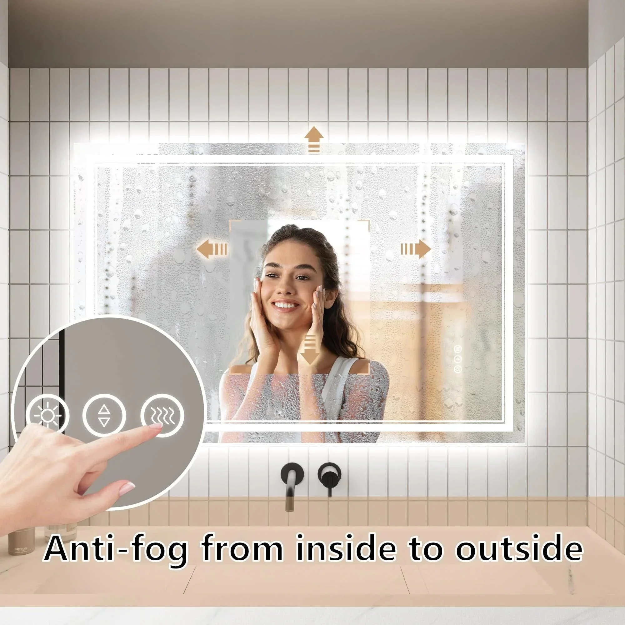 Parrot Uncle GlareGuard Anti-Fog Bathroom Dimmable Led Mirror Backlit Illuminated Mirror Touch Switch - Image 2