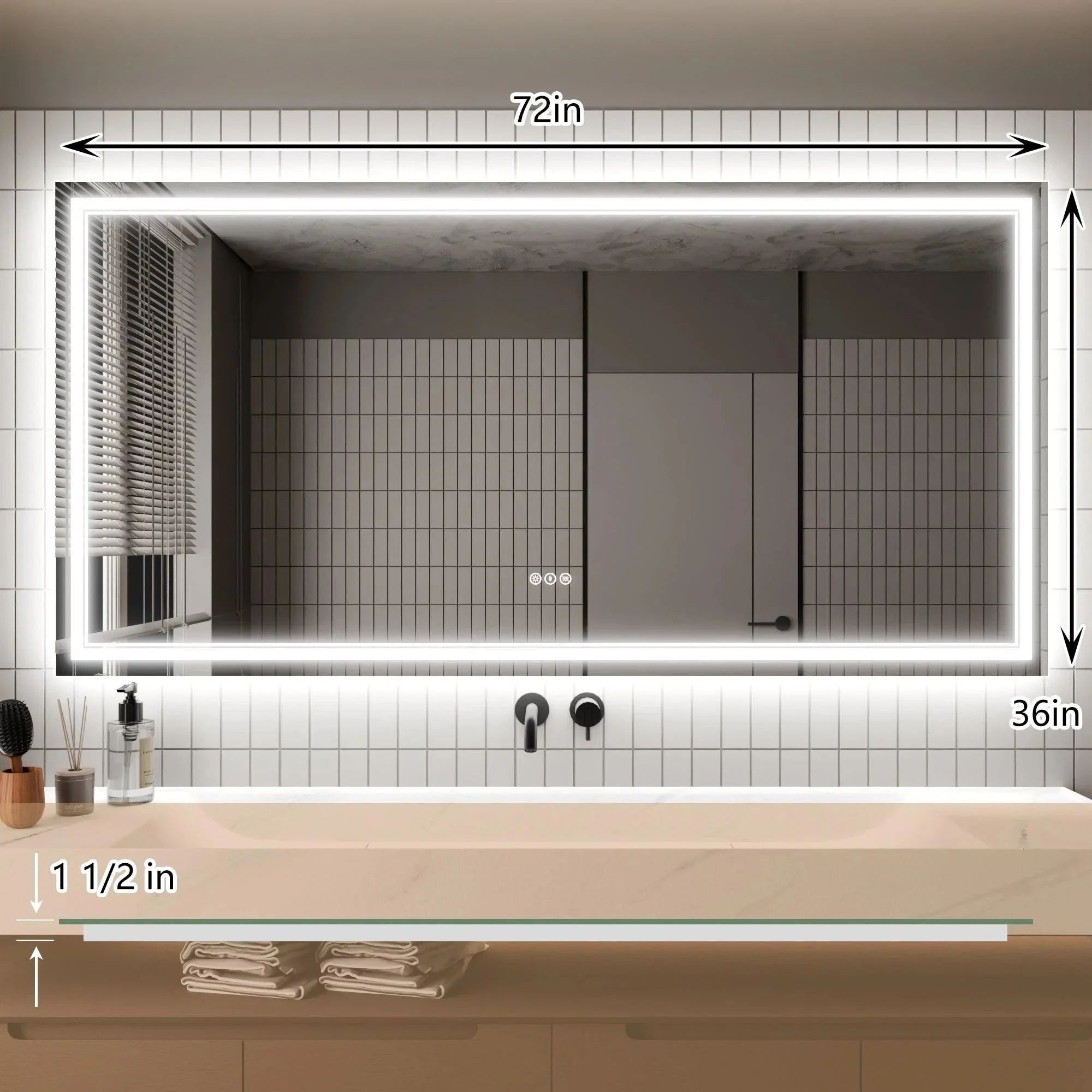 Parrot Uncle GlareGuard Anti-Fog Bathroom Dimmable Led Mirror Backlit Illuminated Mirror Touch Switch - Image 31