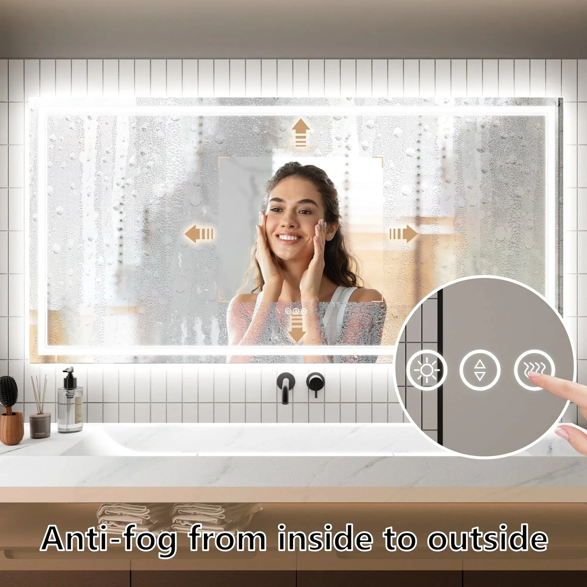 Parrot Uncle GlareGuard Anti-Fog Bathroom Dimmable Led Mirror Backlit Illuminated Mirror Touch Switch - Image 36