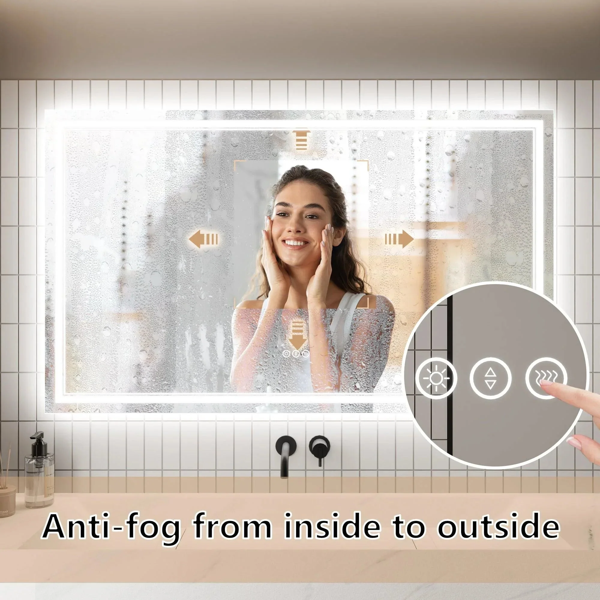 Parrot Uncle GlareGuard Anti-Fog Bathroom Dimmable Led Mirror Backlit Illuminated Mirror Touch Switch - Image 53