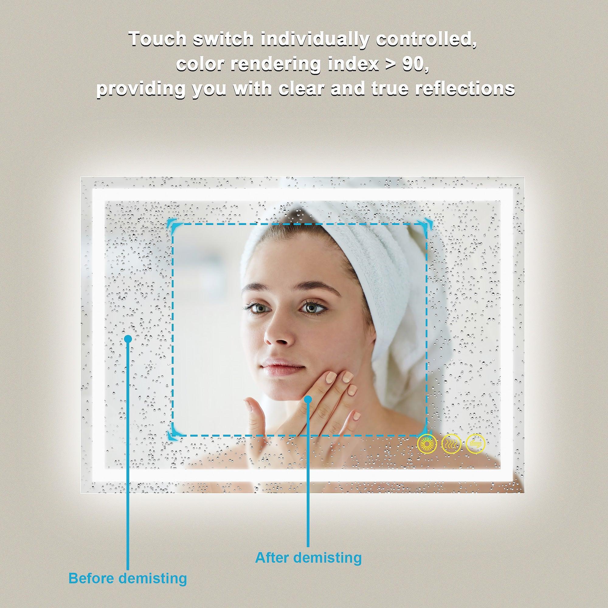 Parrot Uncle GlareGuard Anti-Fog Bathroom Led Mirror Backlit Illuminated Mirror Touch Switch Dimmable - Image 13