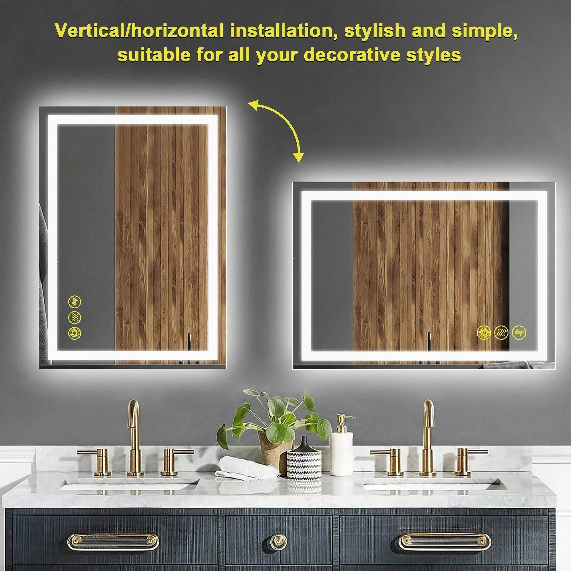 Parrot Uncle GlareGuard Anti-Fog Bathroom Led Mirror Backlit Illuminated Mirror Touch Switch Dimmable - Image 14
