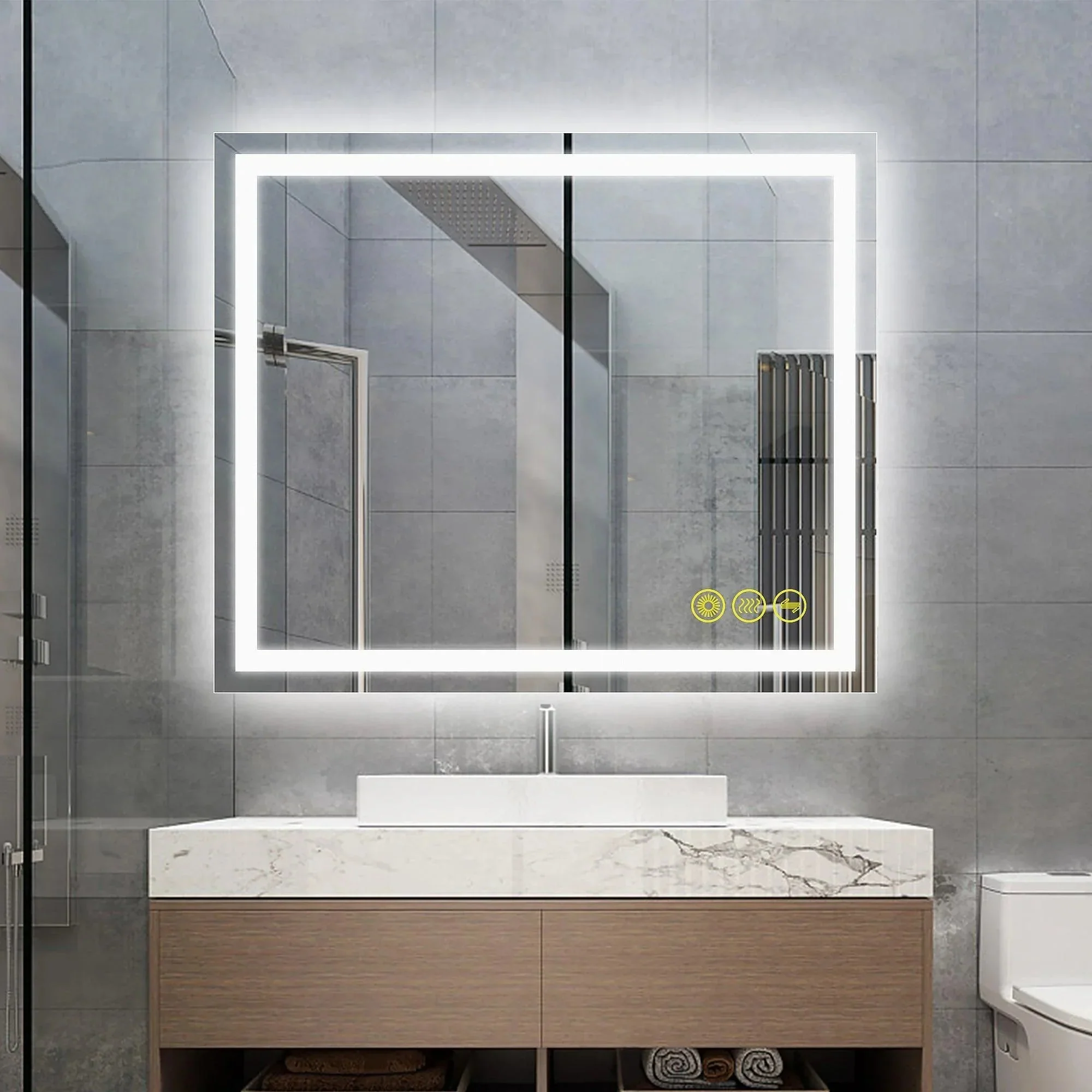 Parrot Uncle GlareGuard Anti-Fog Bathroom Led Mirror Backlit Illuminated Mirror Touch Switch Dimmable - Image 19