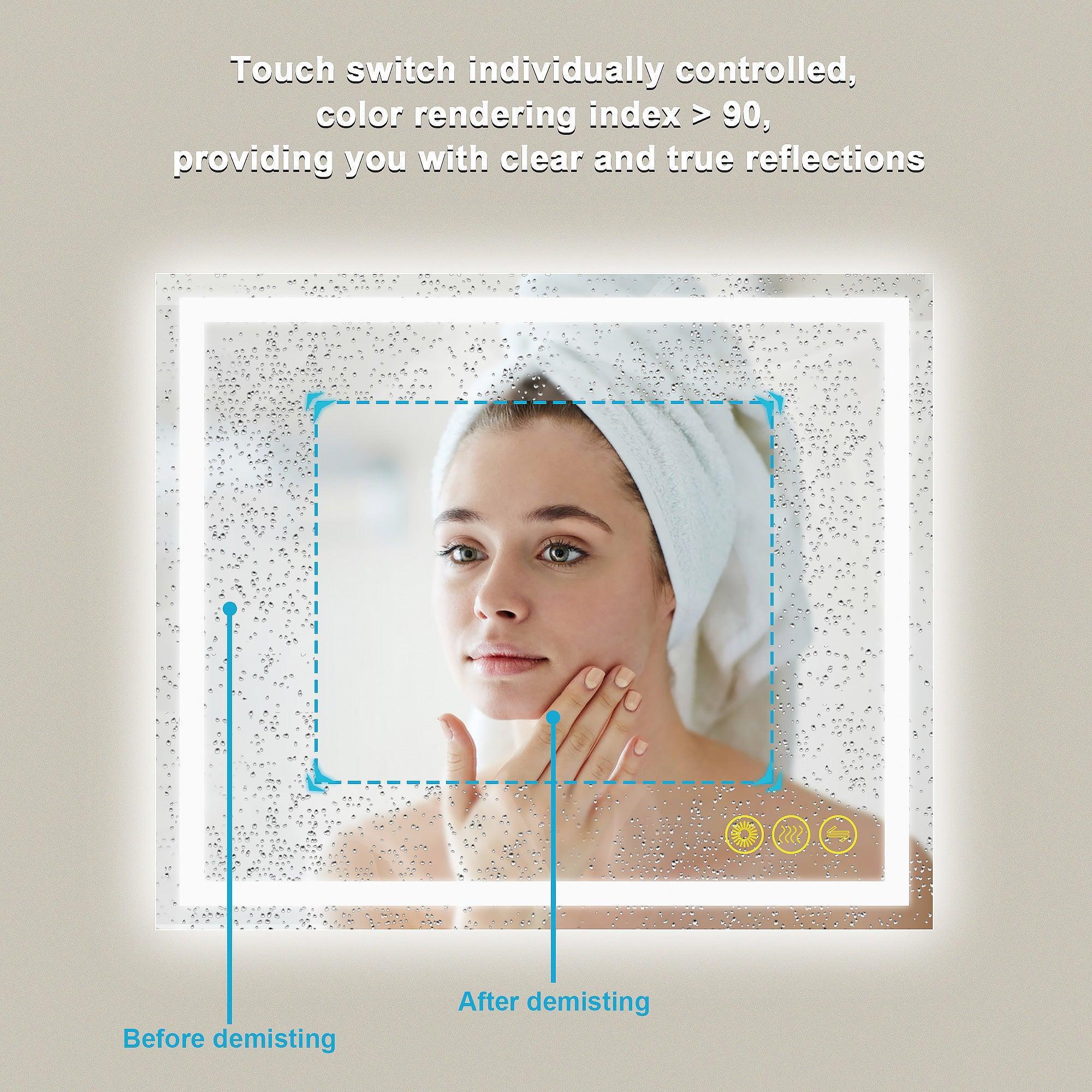Parrot Uncle GlareGuard Anti-Fog Bathroom Led Mirror Backlit Illuminated Mirror Touch Switch Dimmable - Image 23