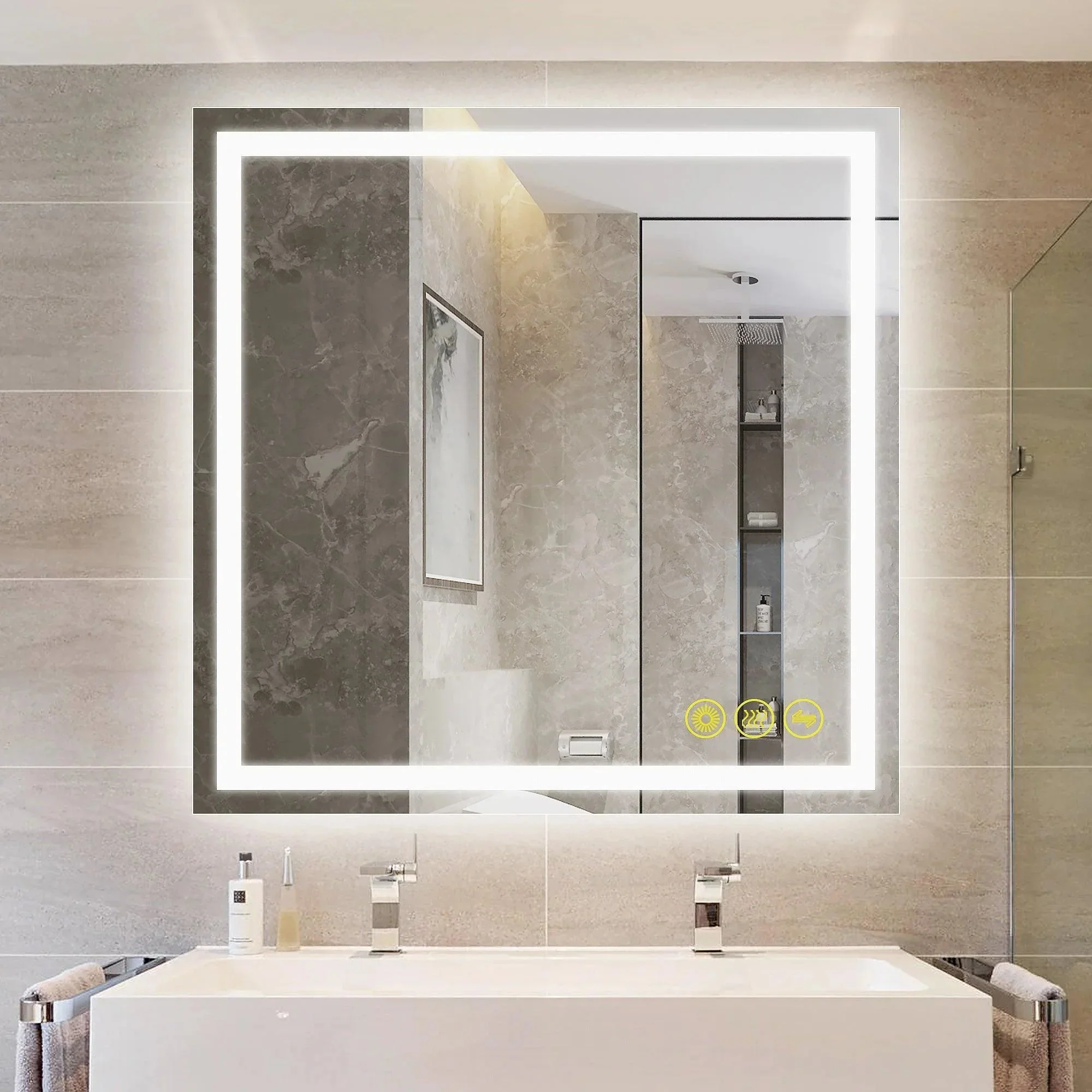 Parrot Uncle GlareGuard Anti-Fog Bathroom Led Mirror Backlit Illuminated Mirror Touch Switch Dimmable - Image 25