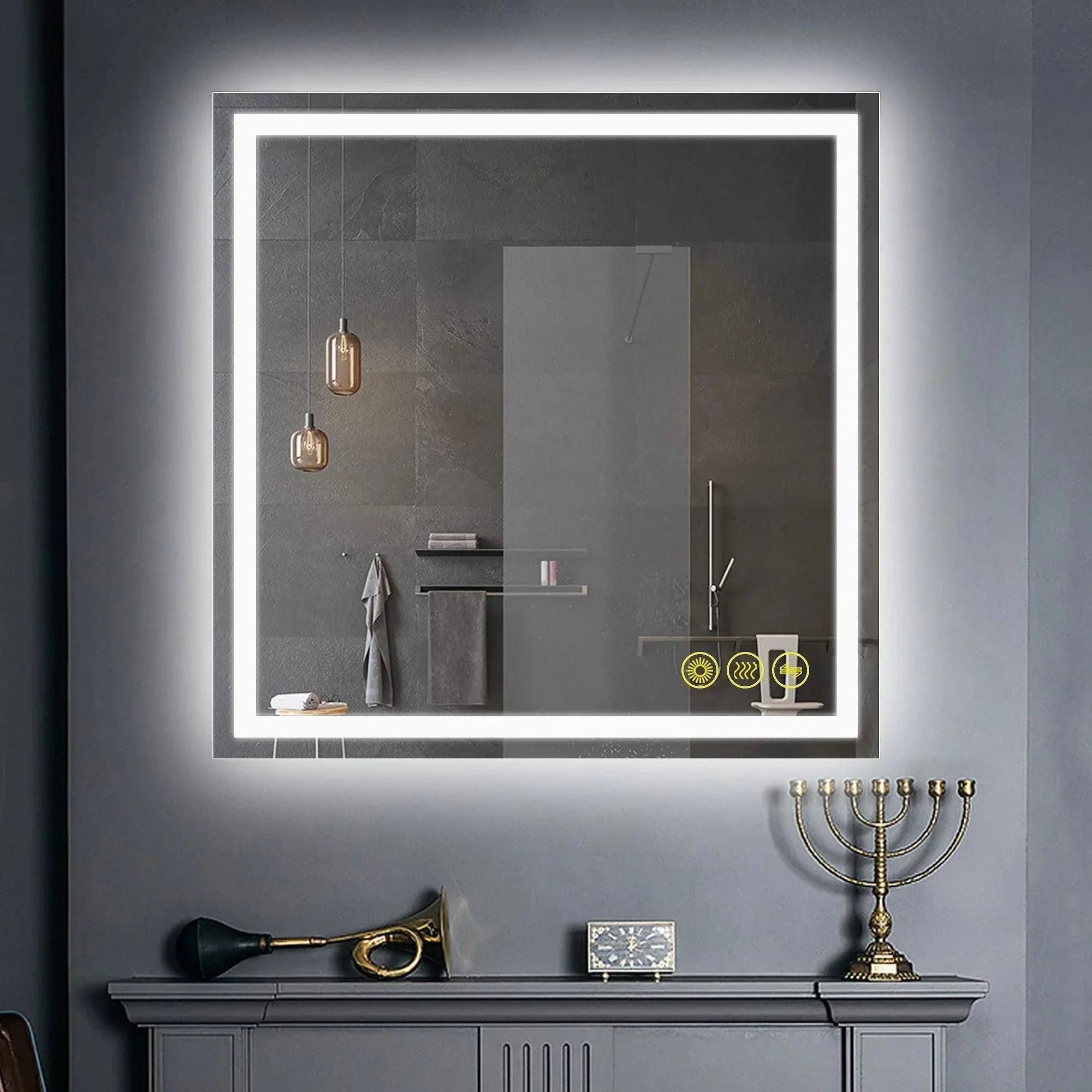 Parrot Uncle GlareGuard Anti-Fog Bathroom Led Mirror Backlit Illuminated Mirror Touch Switch Dimmable - Image 26