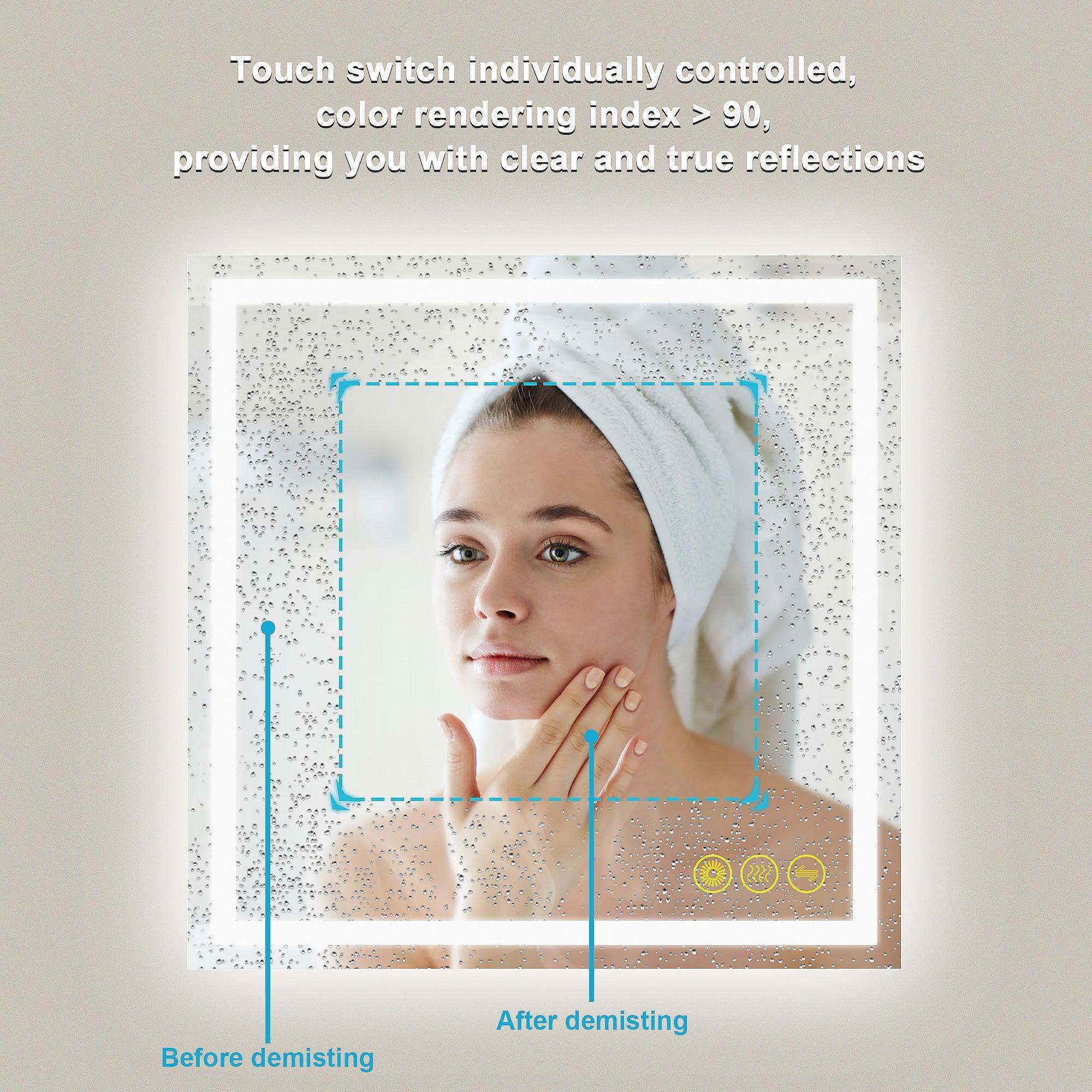 Parrot Uncle GlareGuard Anti-Fog Bathroom Led Mirror Backlit Illuminated Mirror Touch Switch Dimmable - Image 29
