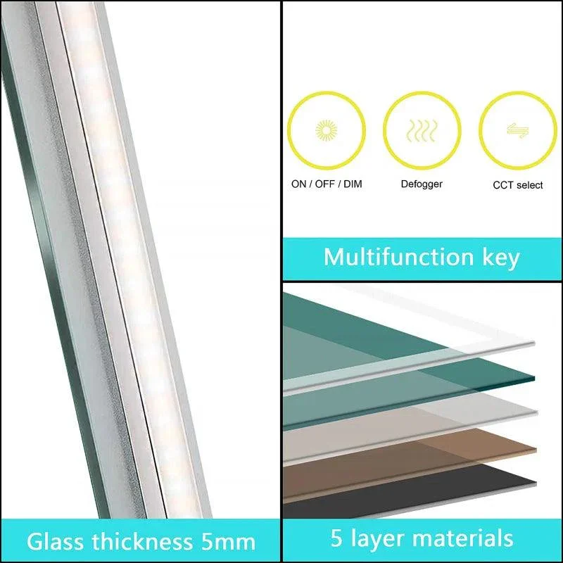 Parrot Uncle GlareGuard Anti-Fog Bathroom Led Mirror Backlit Illuminated Mirror Touch Switch Dimmable - Image 5