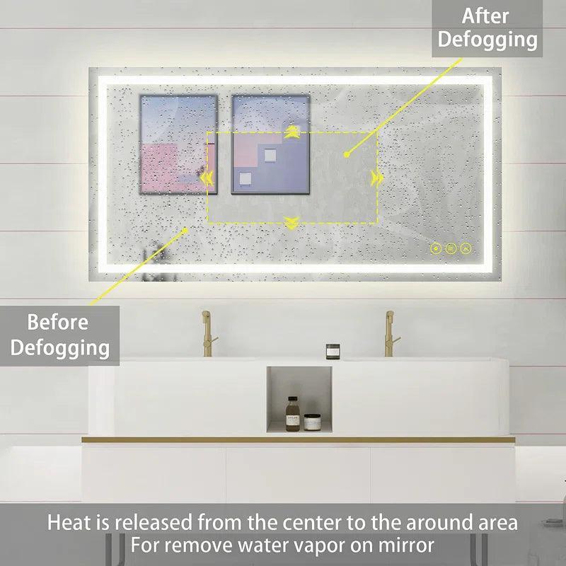 Parrot Uncle GlareGuard Anti-Fog Bathroom Led Mirror Backlit Illuminated Mirror Touch Switch Dimmable - Image 8