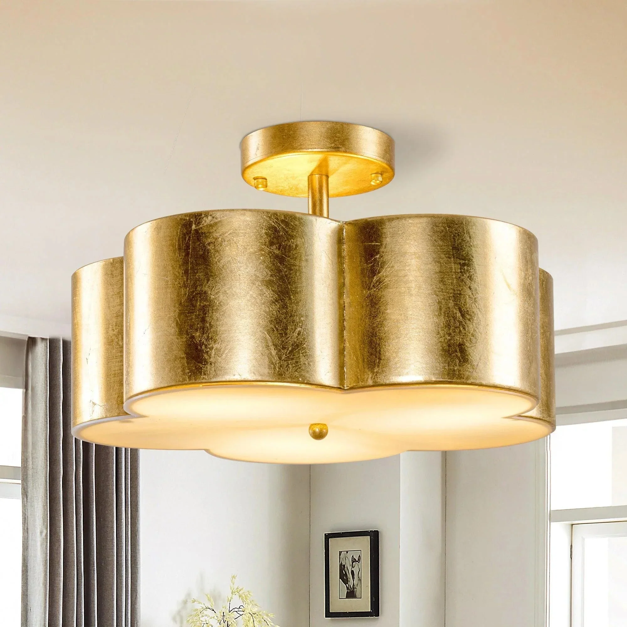 Parrot Uncle Golden Modern Semi Flush 3-Light Ceiling Lighting (BBW9744-3) - Image 3