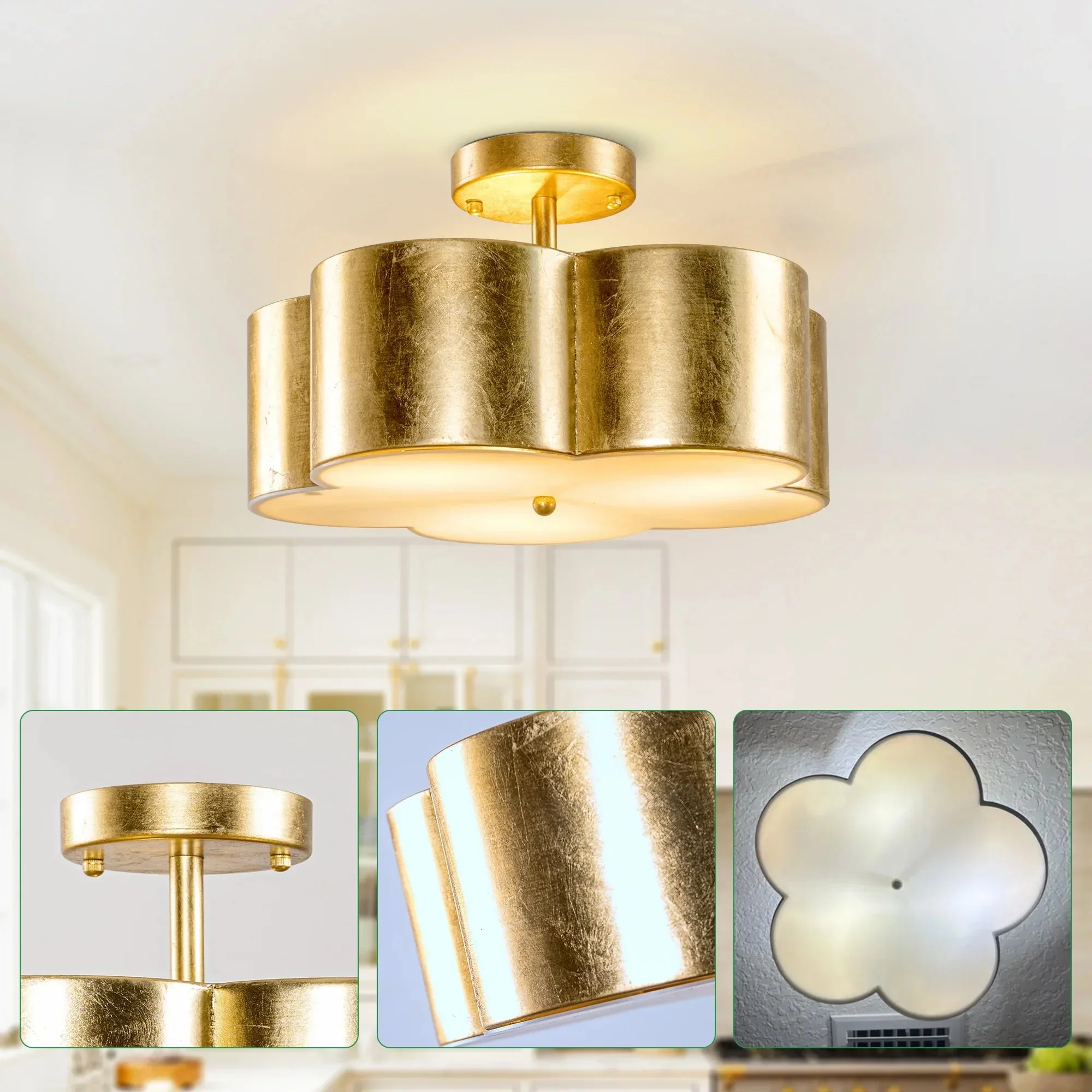 Parrot Uncle Golden Modern Semi Flush 3-Light Ceiling Lighting (BBW9744-3) - Image 5