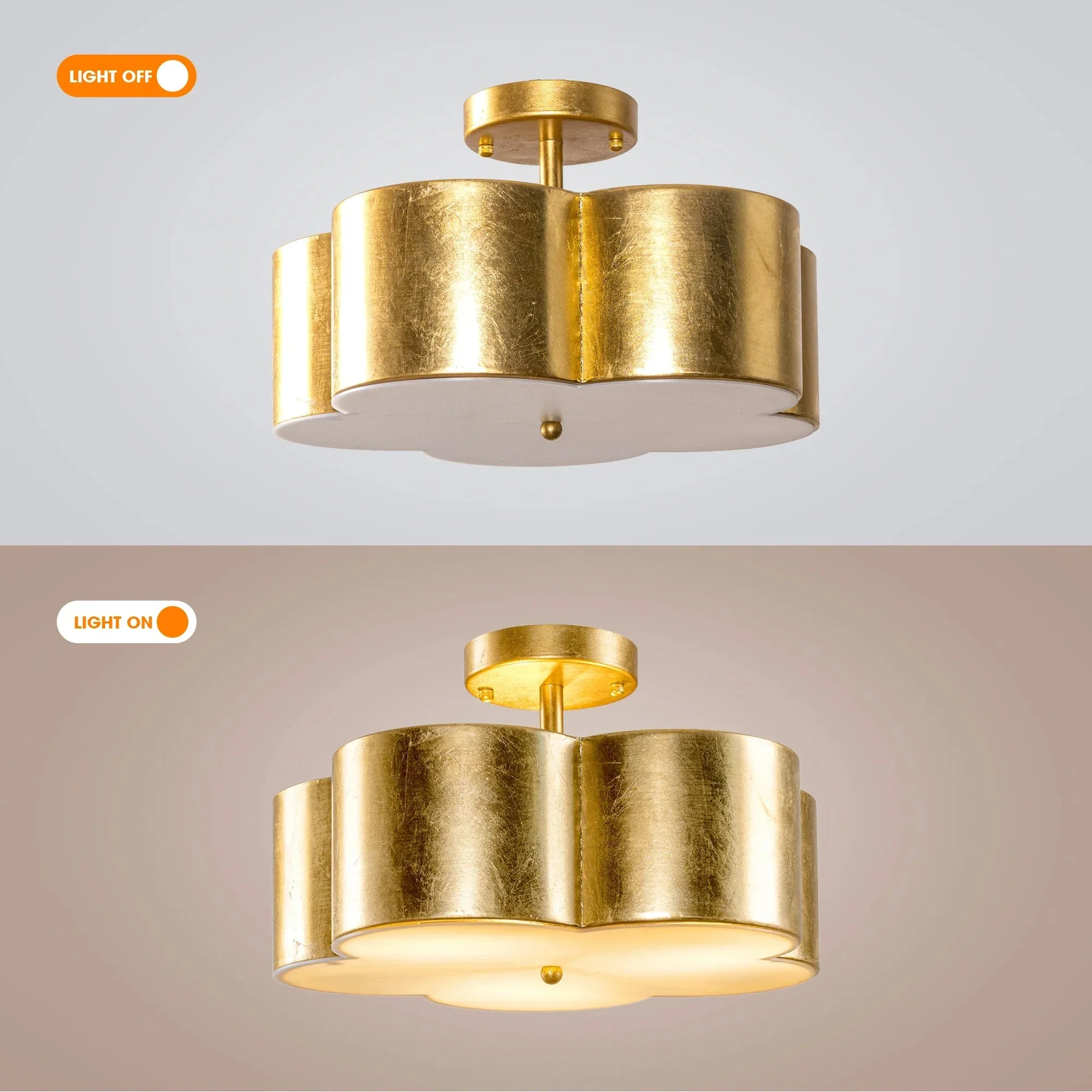Parrot Uncle Golden Modern Semi Flush 3-Light Ceiling Lighting (BBW9744-3) - Image 6