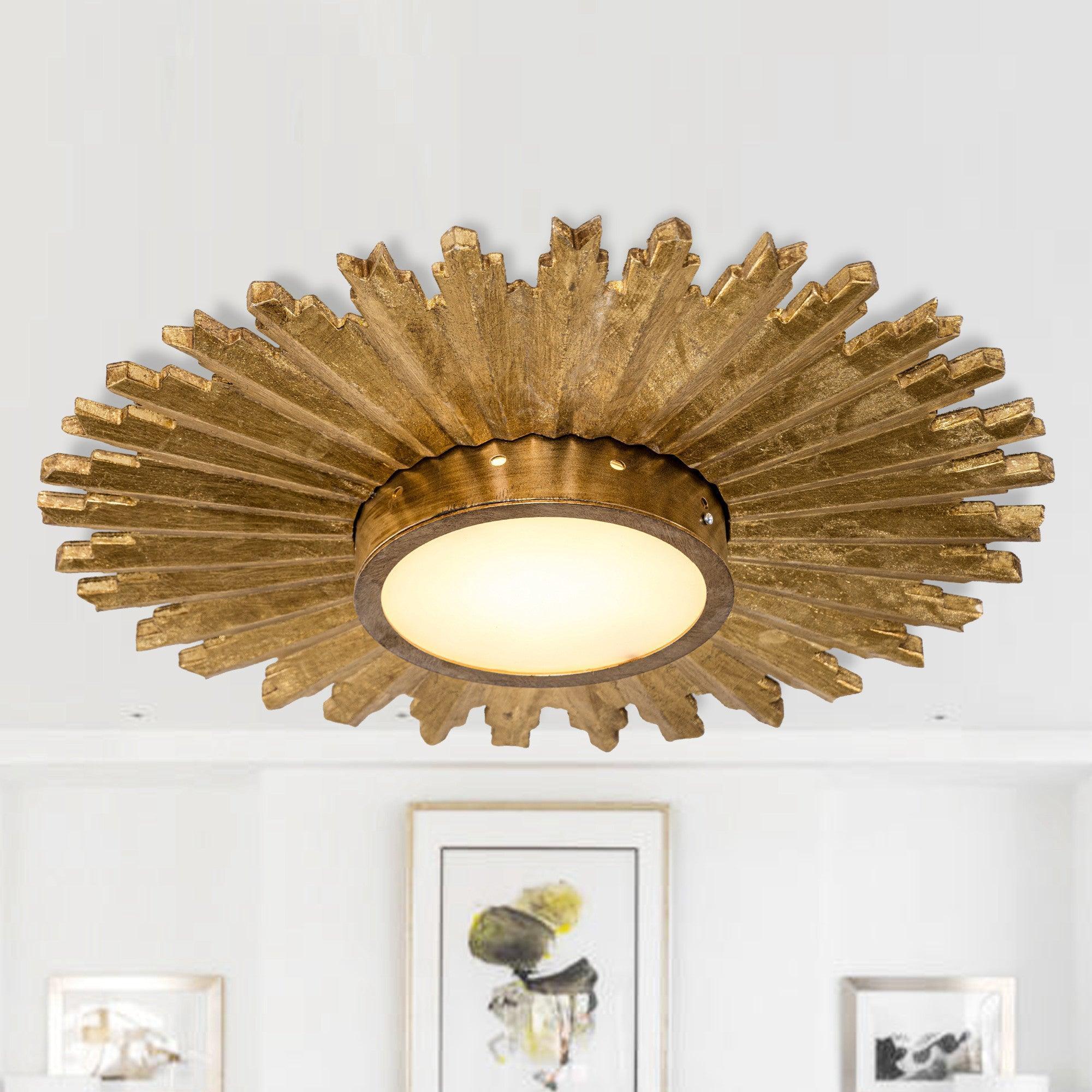 Parrot Uncle Golden Sunburst Flush Mount LED Lighting (BBW9602-2) - Image 5