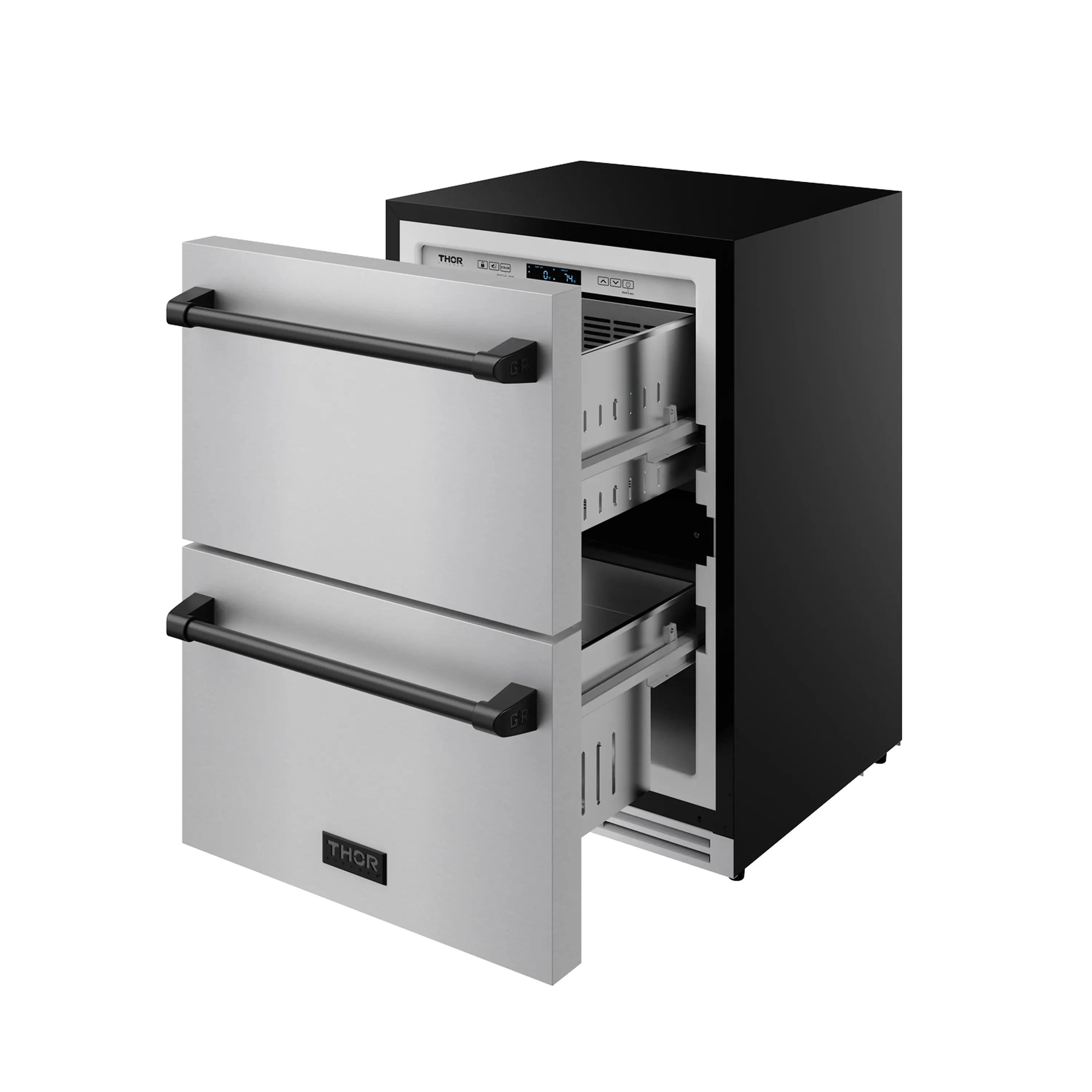 Gordon Ramsay by Thor Kitchen 24-Inch Undercounter Built-In / Freestanding Drawer Freezer in Stainless Steel with Black Trim (RZ24U-BLK) - Image 4