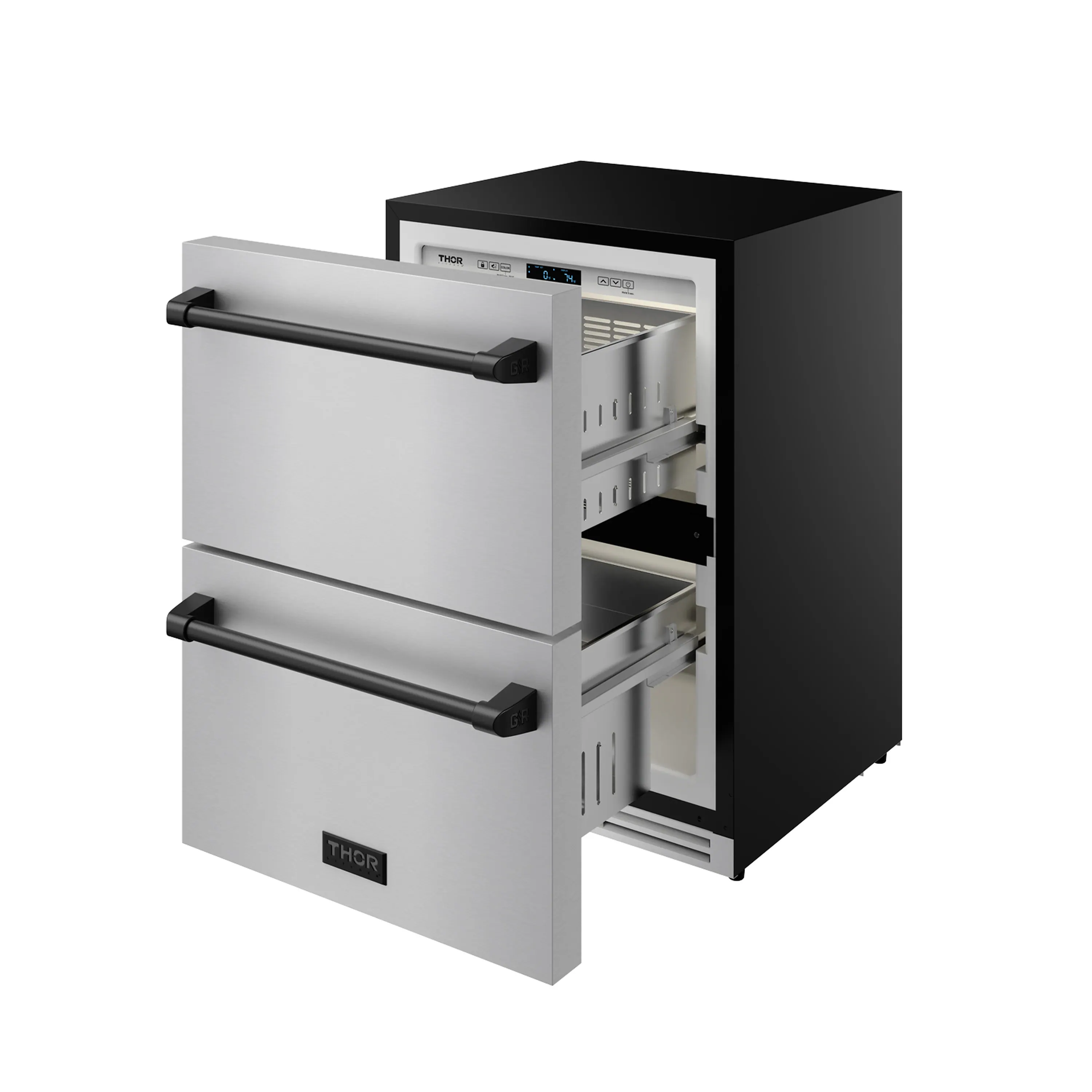 Gordon Ramsay by Thor Kitchen 24-Inch Undercounter Built-In / Freestanding Drawer Freezer in Stainless Steel with Black Trim (RZ24U-BLK) - Image 5