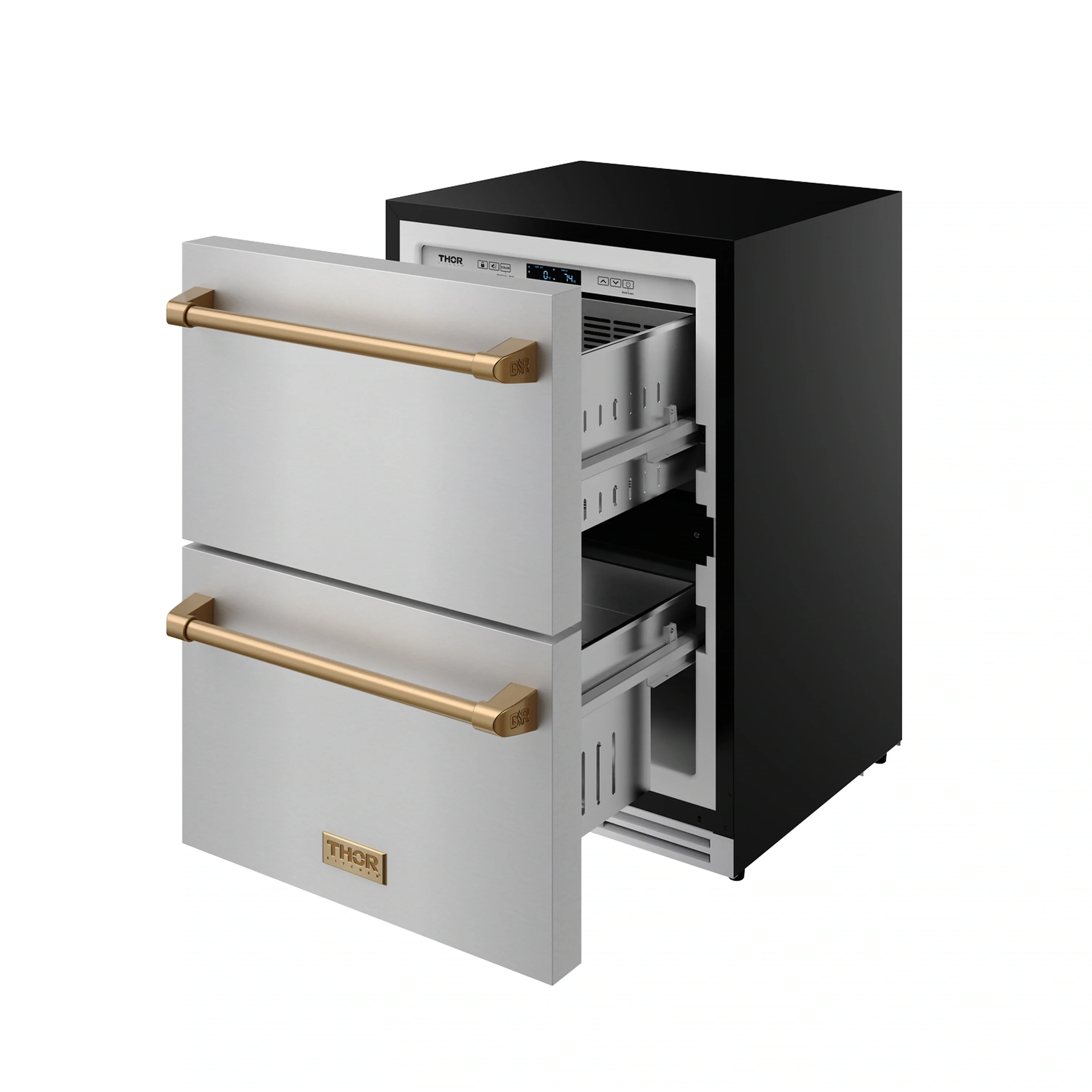 Gordon Ramsay by Thor Kitchen 24-Inch Undercounter Built-In / Freestanding Drawer Freezer in Stainless Steel with Bronze Trim (RZ24U-BRZ) - Image 5