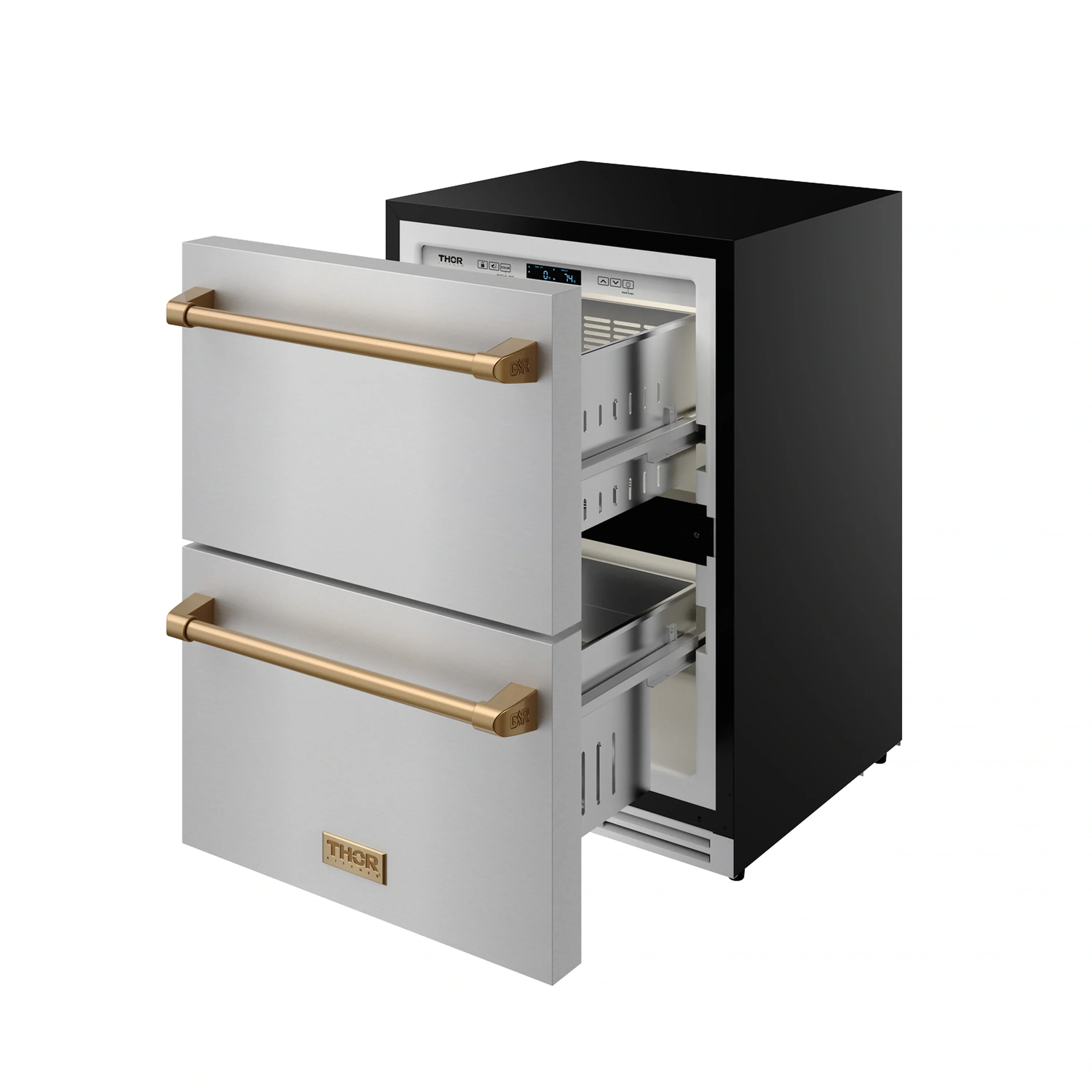 Gordon Ramsay by Thor Kitchen 24-Inch Undercounter Built-In / Freestanding Drawer Freezer in Stainless Steel with Bronze Trim (RZ24U-BRZ) - Image 6