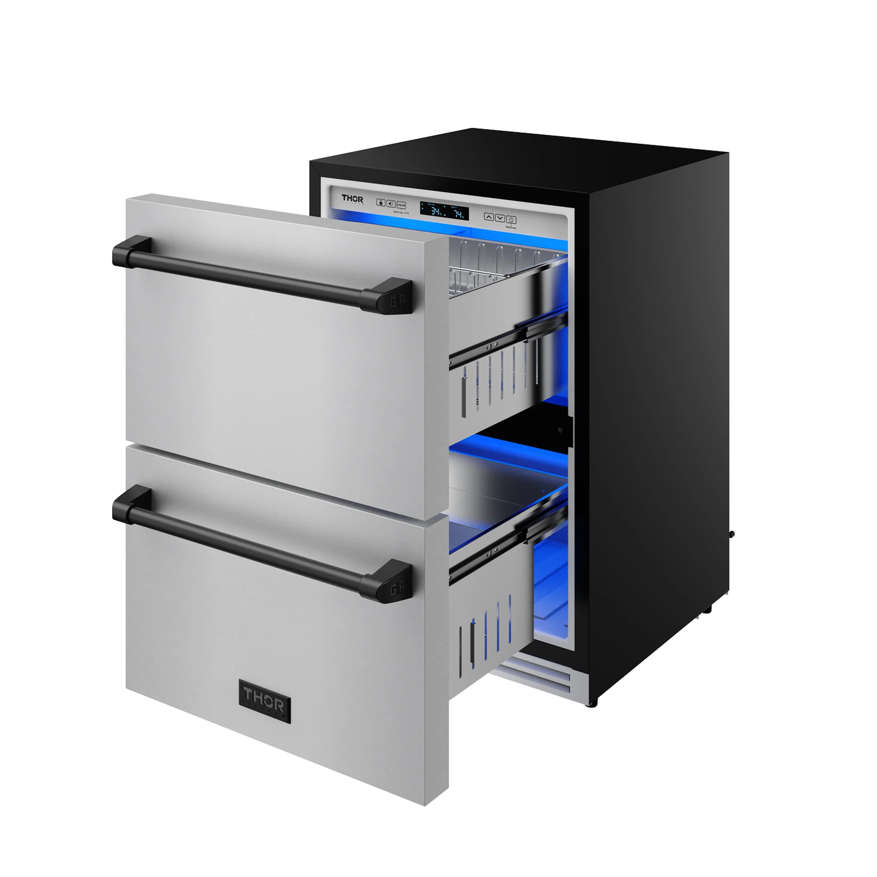 Gordon Ramsay by Thor Kitchen 24-Inch Undercounter Built-In or Freestanding Drawer Refrigerator in Stainless Steel with Black Trim (RF24U-BLK) - Image 5