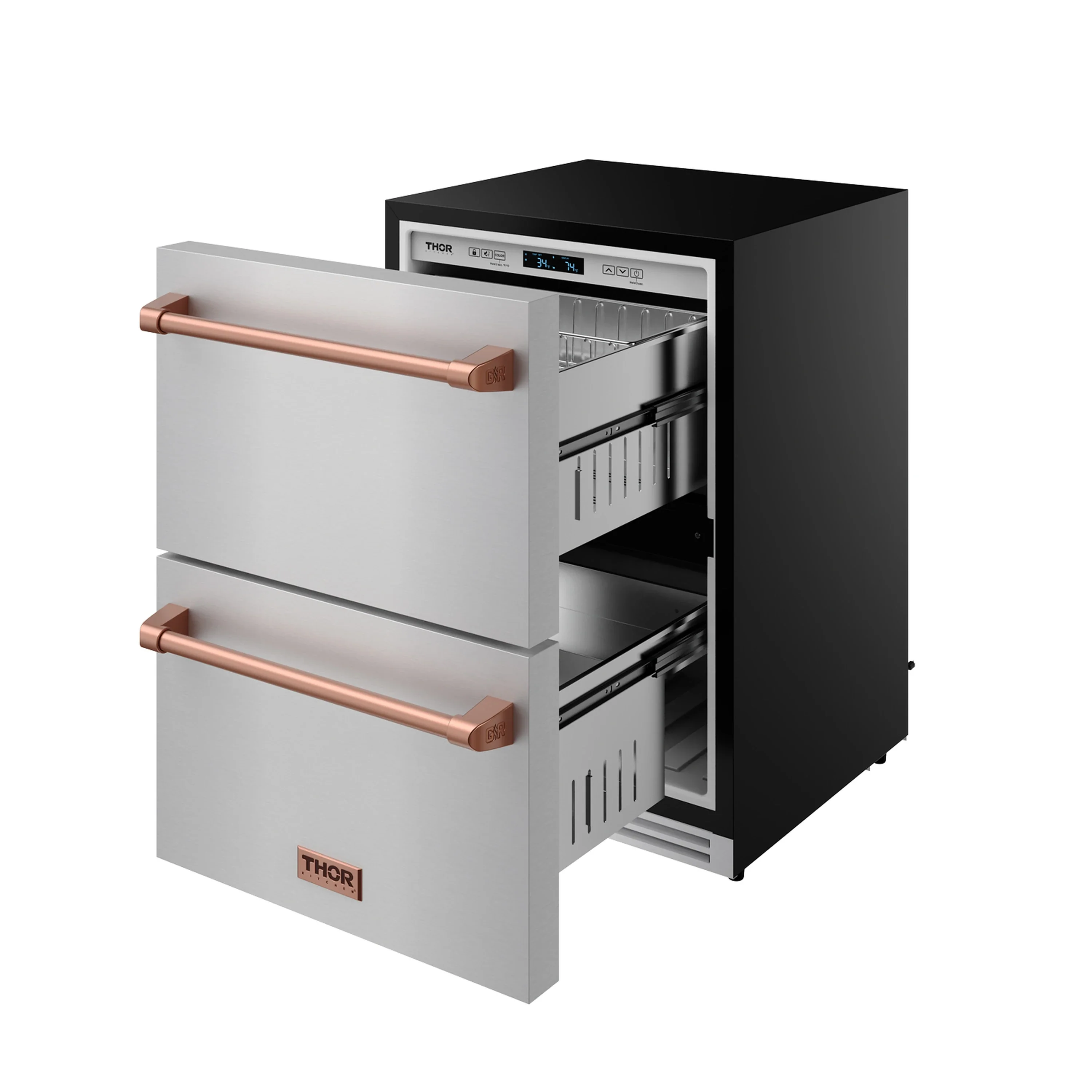Gordon Ramsay by Thor Kitchen 24-Inch Undercounter Built-In or Freestanding Drawer Refrigerator in Stainless Steel with Rose Gold Trim (RF24U-RSG) - Image 5