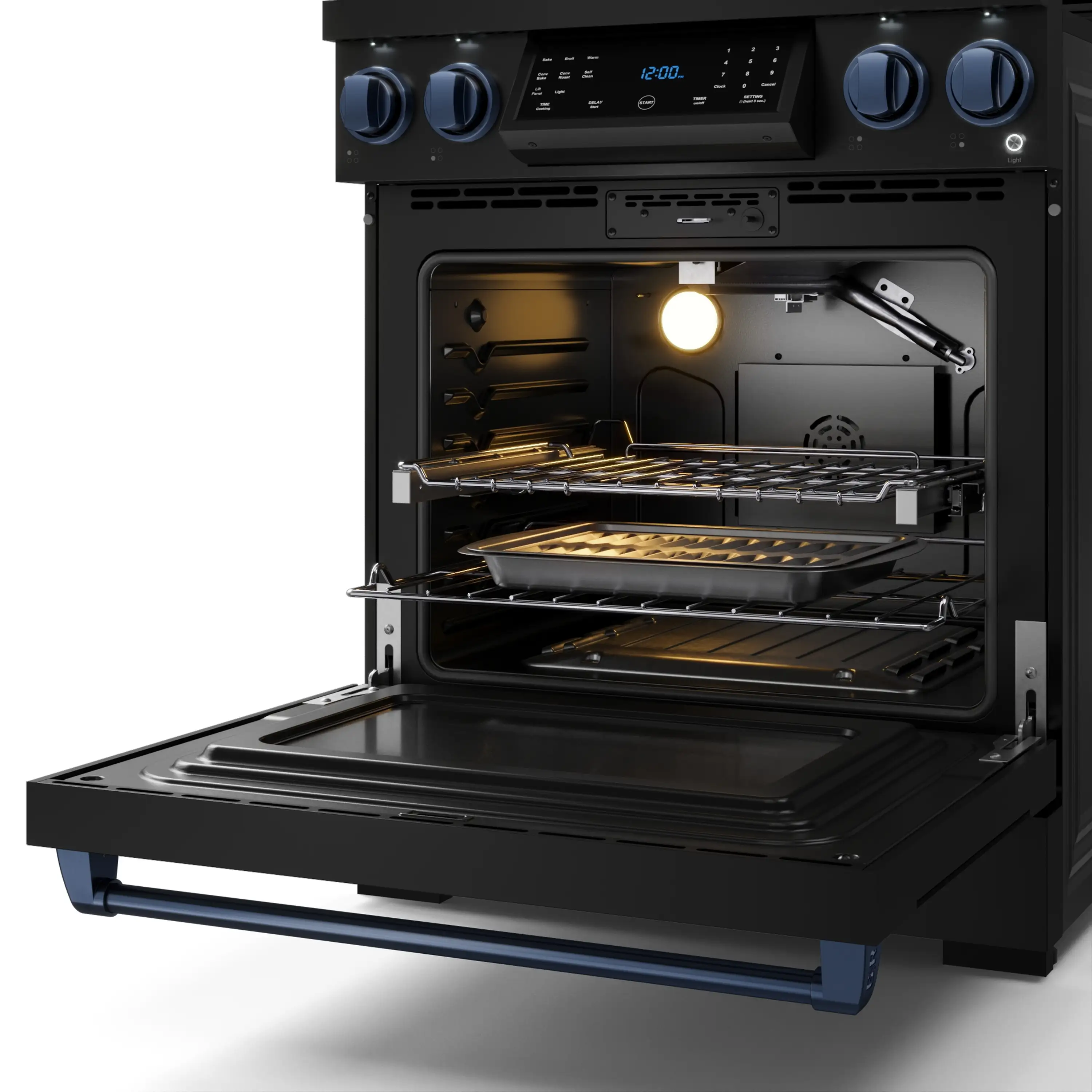 Gordon Ramsay by Thor Kitchen 30-Inch Professional Propane Gas Range with Tilt Panel Touch Control and 4.55 Cu. Ft. Self Clean Oven in Black with Navy Blue Trim (RSG30BLP-BLU) - Image 8
