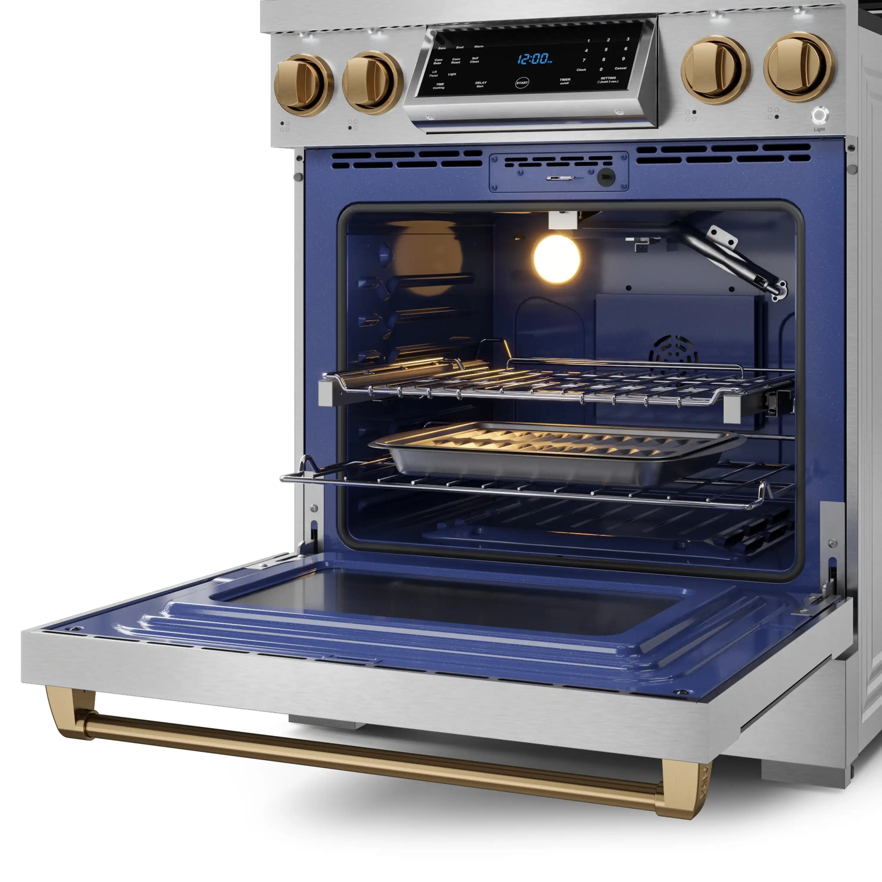 Gordon Ramsay by Thor Kitchen 30-Inch Professional Propane Gas Range with Tilt Panel Touch Control and 4.55 Cu. Ft. Self Clean Oven in Stainless Steel with Bronze Trim (RSG30LP-BRZ) - Image 8
