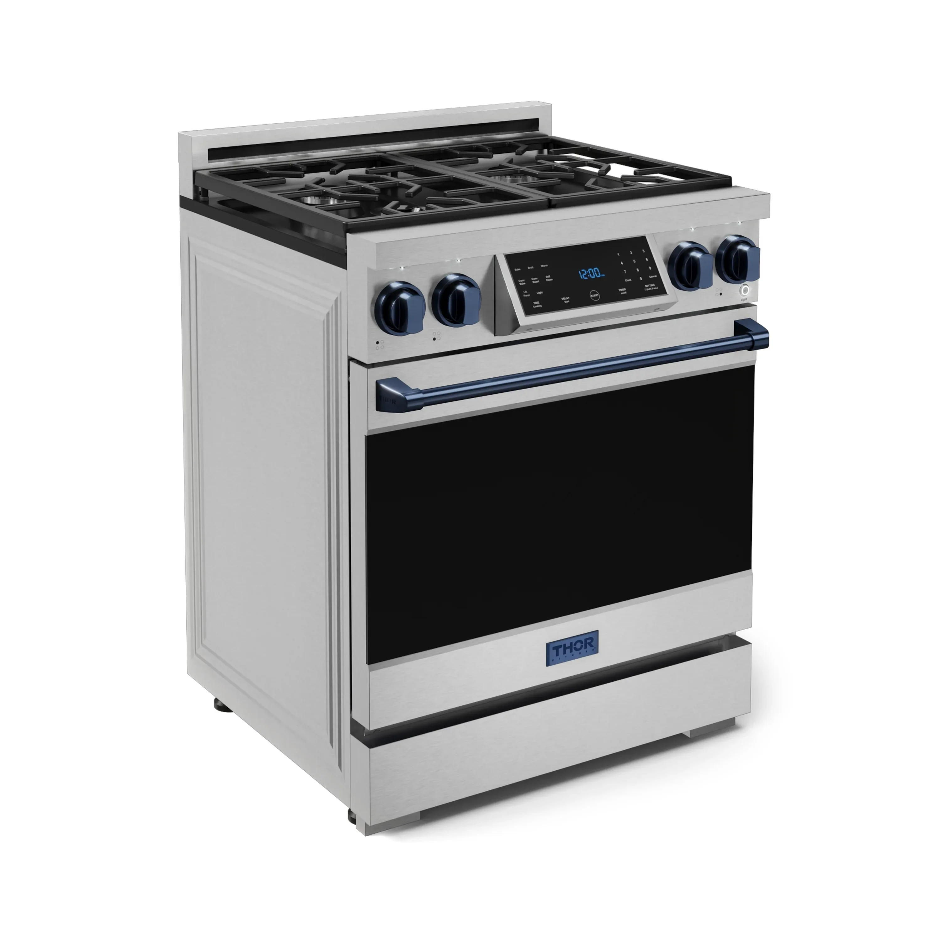 Gordon Ramsay by Thor Kitchen 30-Inch Professional Propane Gas Range with Tilt Panel Touch Control and 4.55 Cu. Ft. Self Clean Oven in Stainless Steel with Navy Blue Trim (RSG30LP-BLU) - Image 4