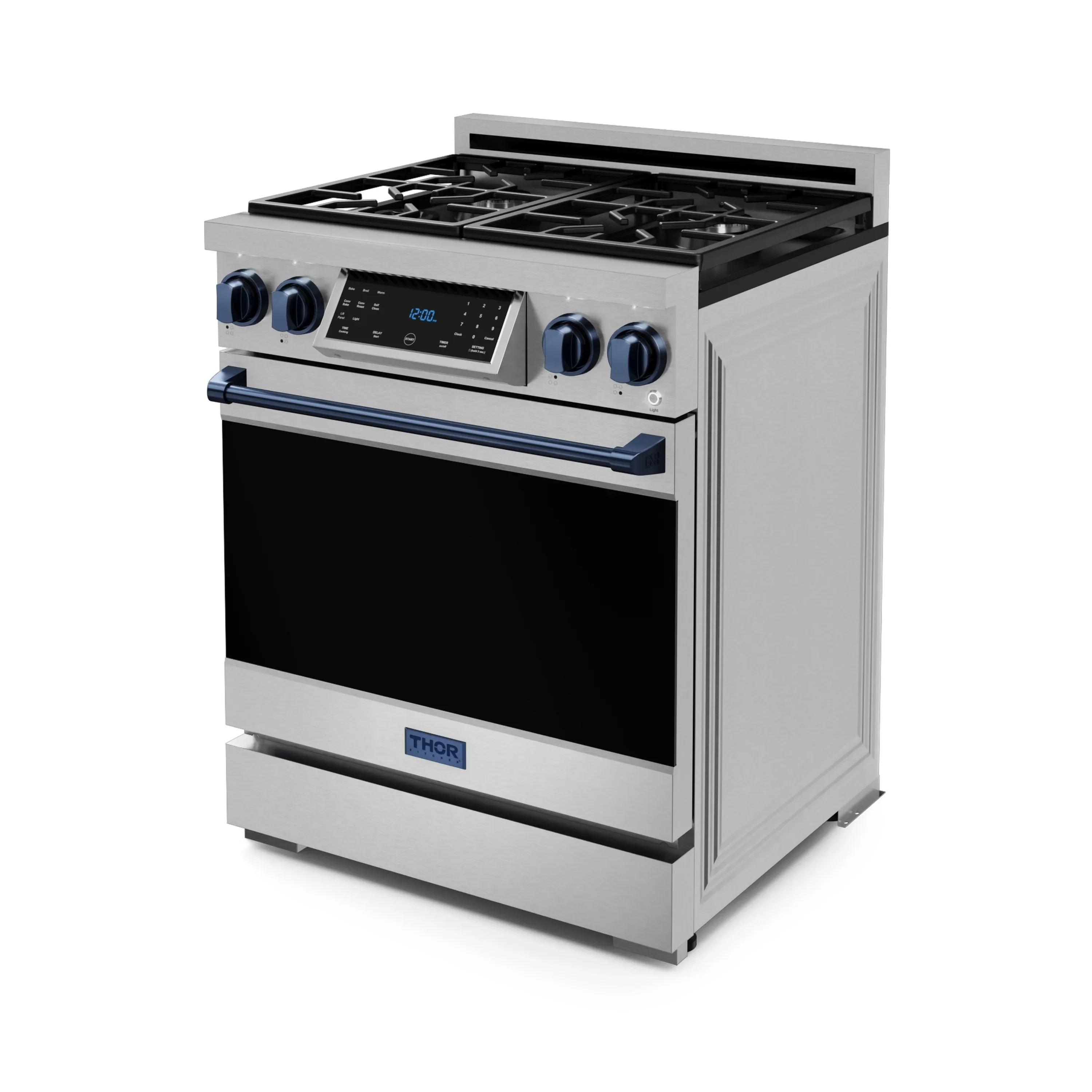 Gordon Ramsay by Thor Kitchen 30-Inch Professional Propane Gas Range with Tilt Panel Touch Control and 4.55 Cu. Ft. Self Clean Oven in Stainless Steel with Navy Blue Trim (RSG30LP-BLU) - Image 6