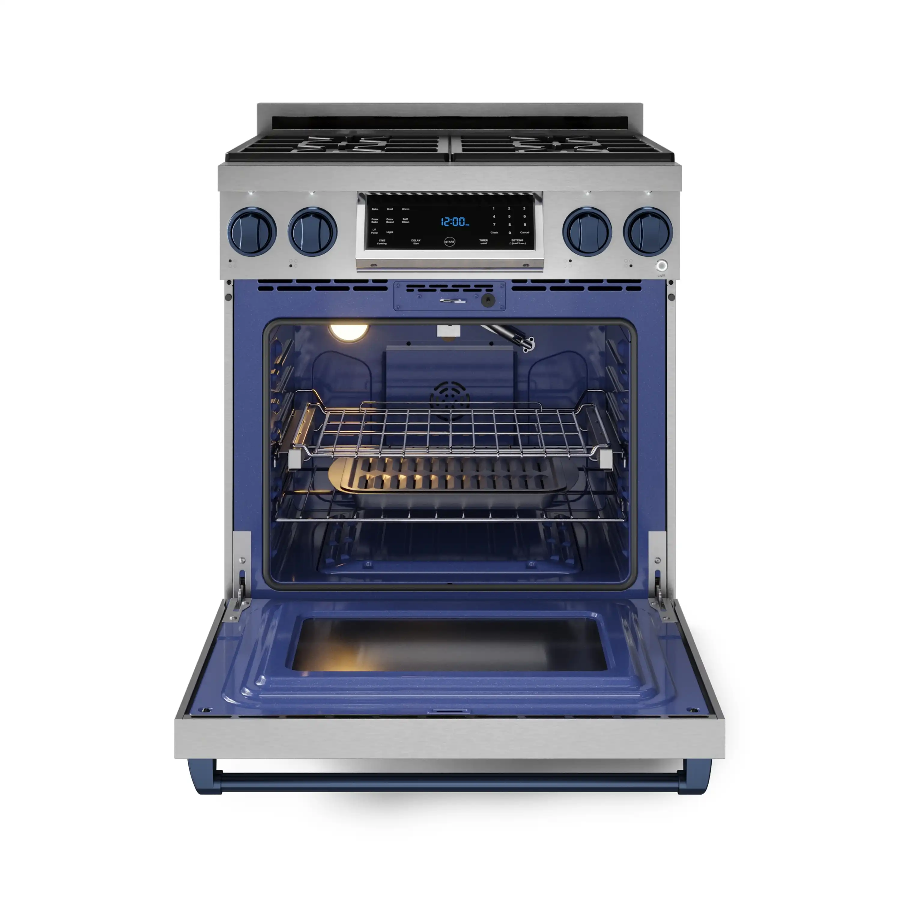 Gordon Ramsay by Thor Kitchen 30-Inch Professional Propane Gas Range with Tilt Panel Touch Control and 4.55 Cu. Ft. Self Clean Oven in Stainless Steel with Navy Blue Trim (RSG30LP-BLU) - Image 7
