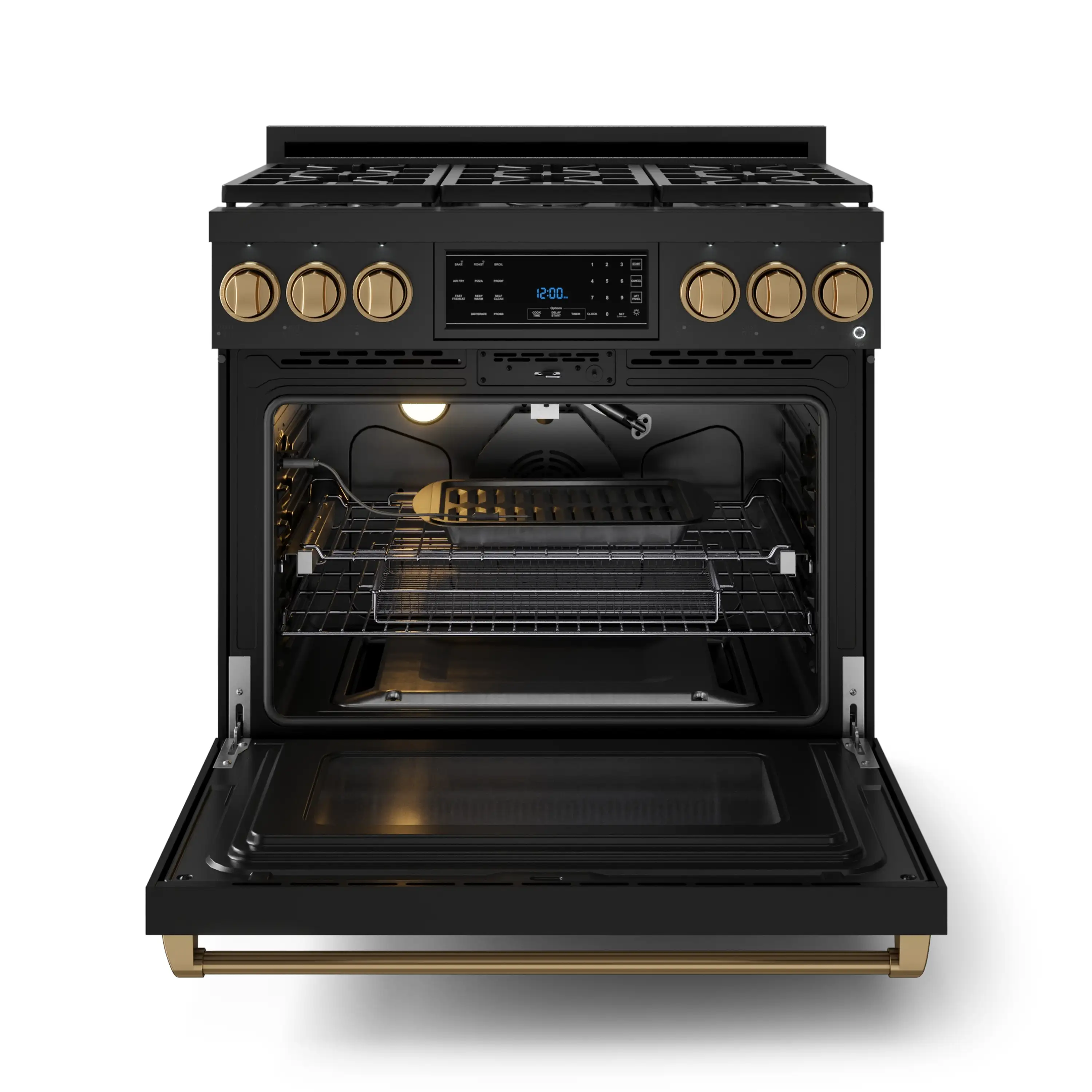 Gordon Ramsay by Thor Kitchen 36-Inch Professional Propane Gas Range with Tilt Panel Touch Control and 6.0 Cu. Ft. Self Clean Oven in Black with Bronze Trim (RSG36BLP-BRZ) - Image 9