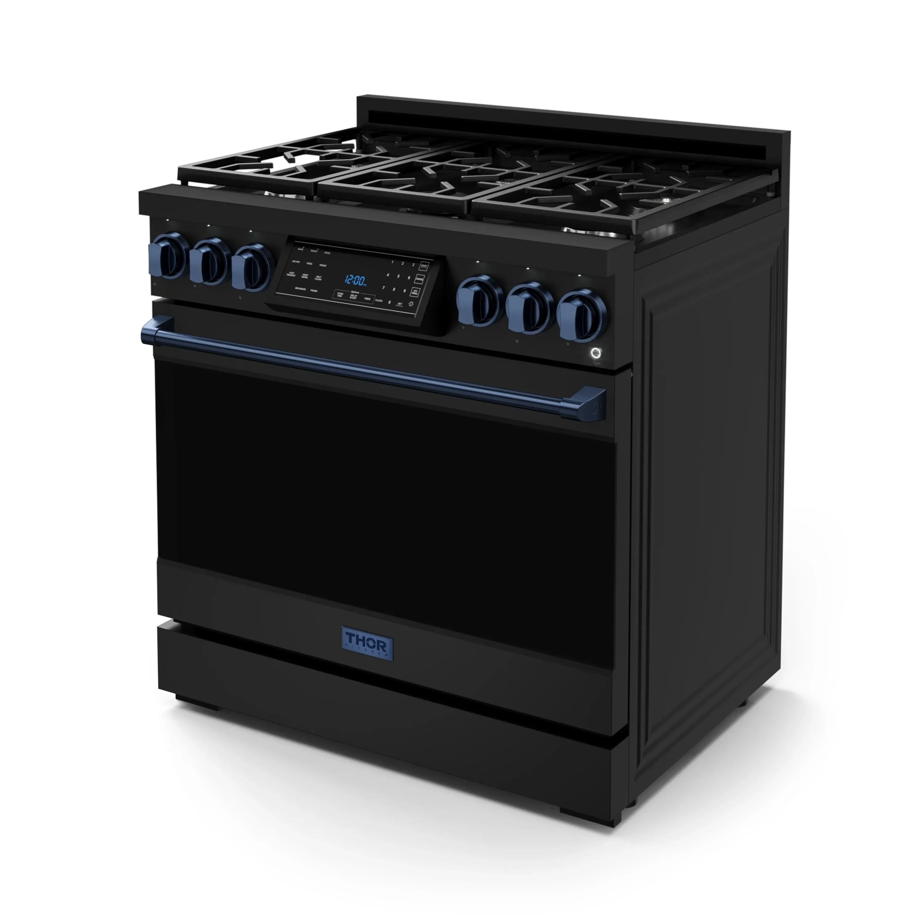 Gordon Ramsay by Thor Kitchen 36-Inch Propane Gas Range with Tilt Panel Touch Control and 6.0 Cu. Ft. Self Clean Oven in Black with Navy Blue Trim (RSG36BLP-BLU) - Image 5
