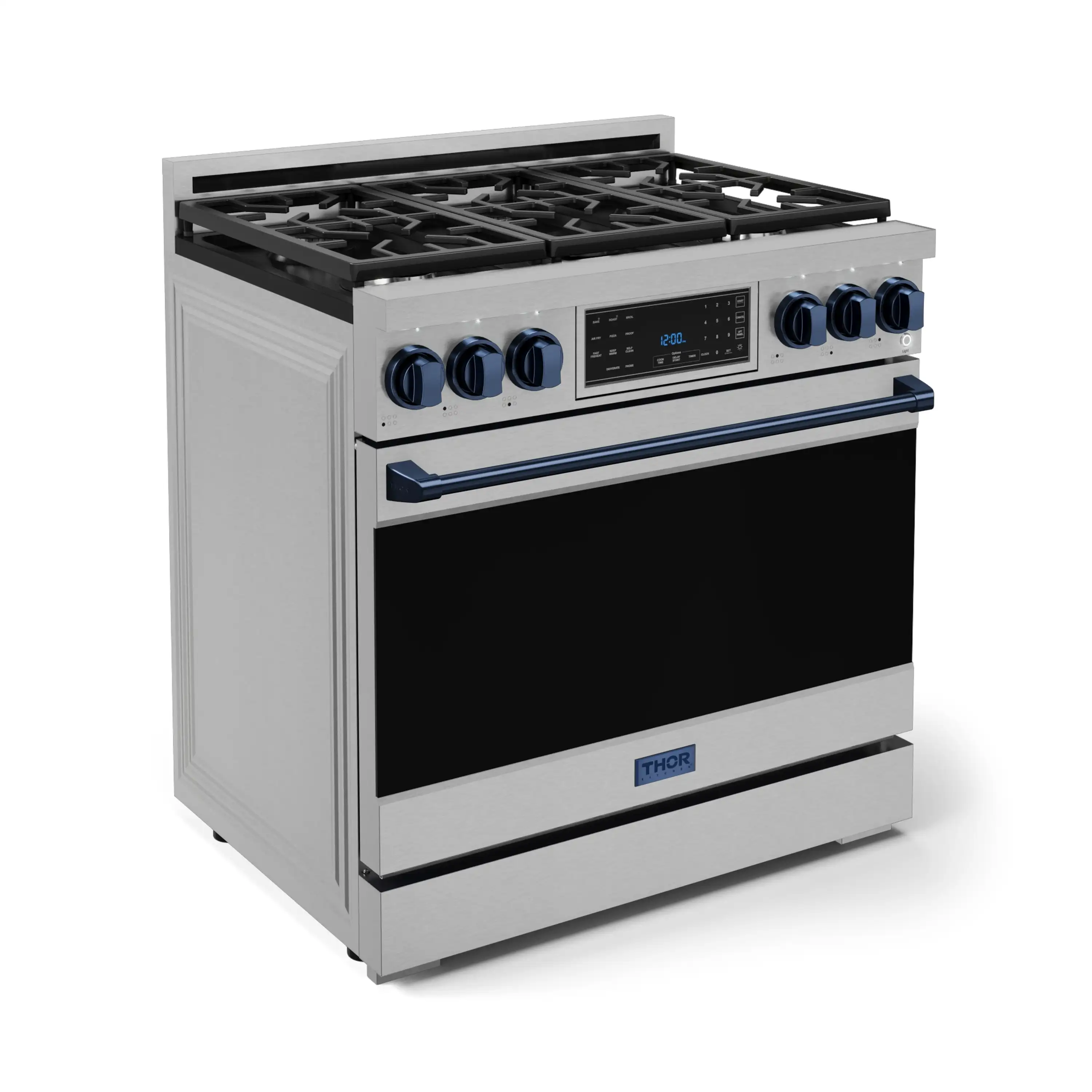 Gordon Ramsay by Thor Kitchen 36-Inch Professional Propane Gas Range with Tilt Panel Touch Control and 6.0 Cu. Ft. Self Clean Oven in Stainless Steel with Navy Blue Trim (RSG36LP-BLU) - Image 4