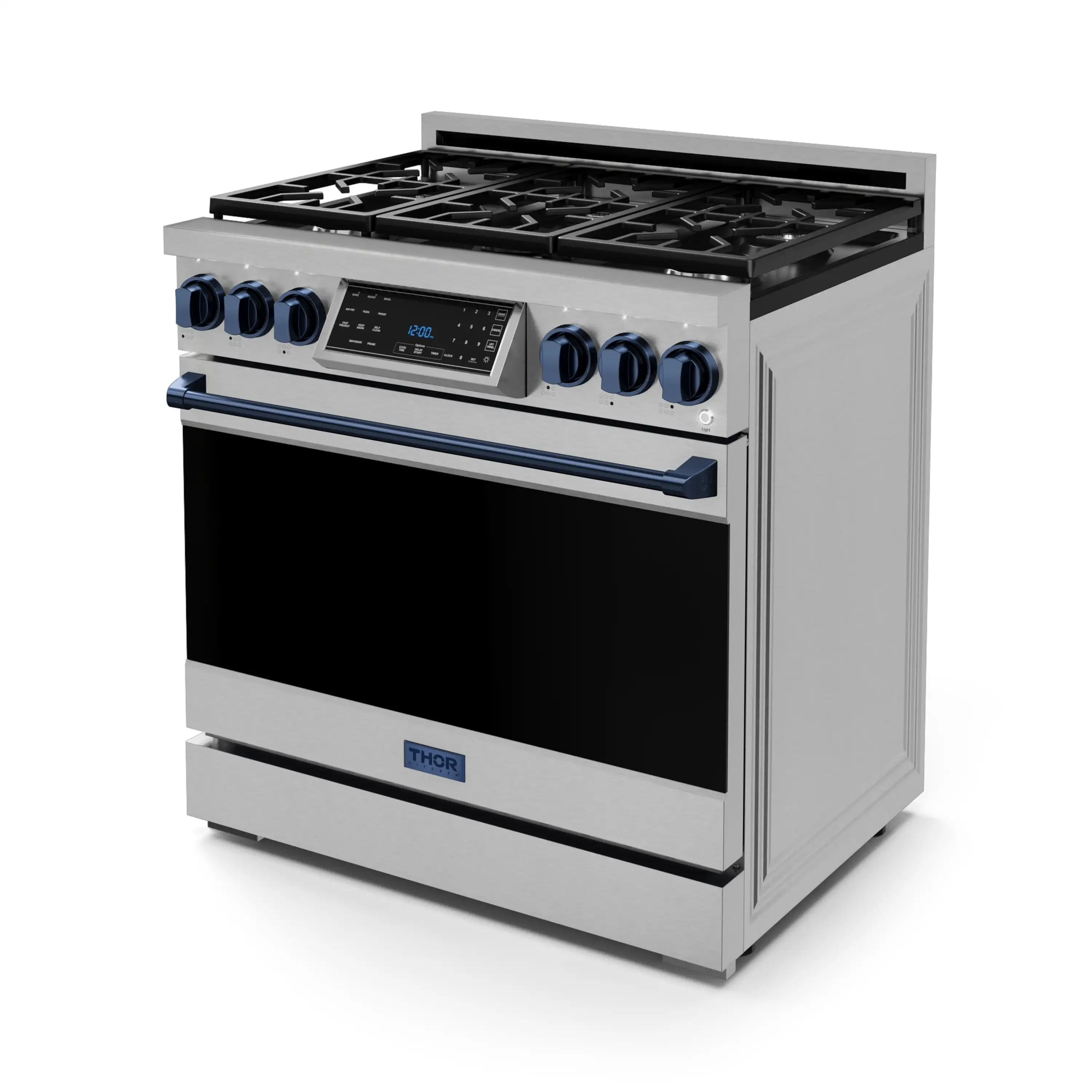 Gordon Ramsay by Thor Kitchen 36-Inch Professional Propane Gas Range with Tilt Panel Touch Control and 6.0 Cu. Ft. Self Clean Oven in Stainless Steel with Navy Blue Trim (RSG36LP-BLU) - Image 6